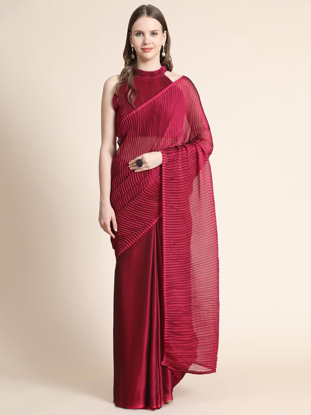 

ORUS Maroon Silk Blend Saree