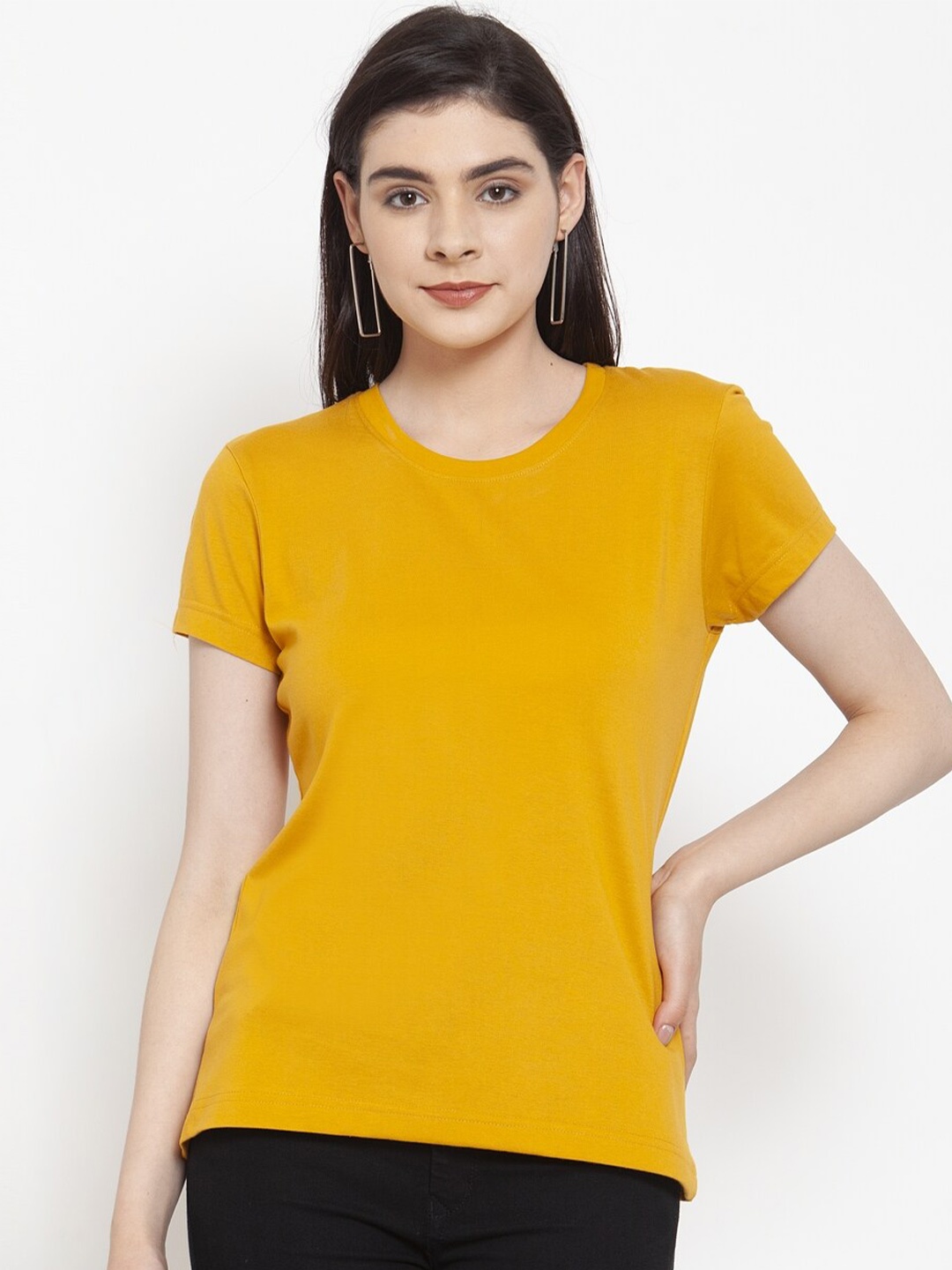 

Friskers Women Gold-Toned Extended Sleeves T-shirt