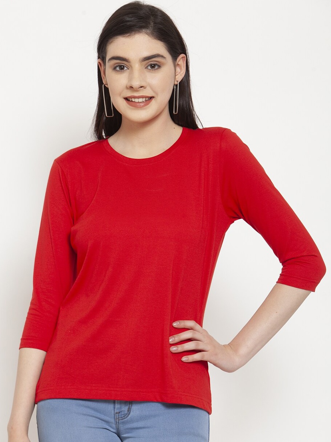 

Friskers Women Red & vivid crimson T-shirt