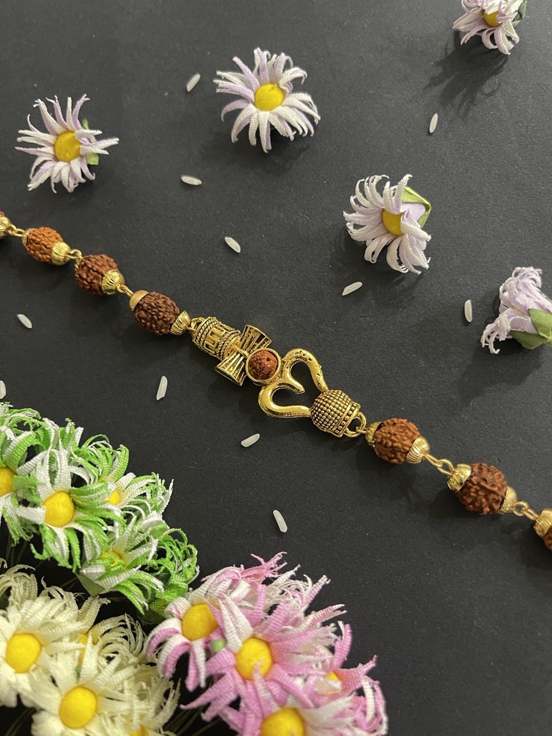 

Digital Dress Room Men Coffee Brown & Golden Beaded Rakhi