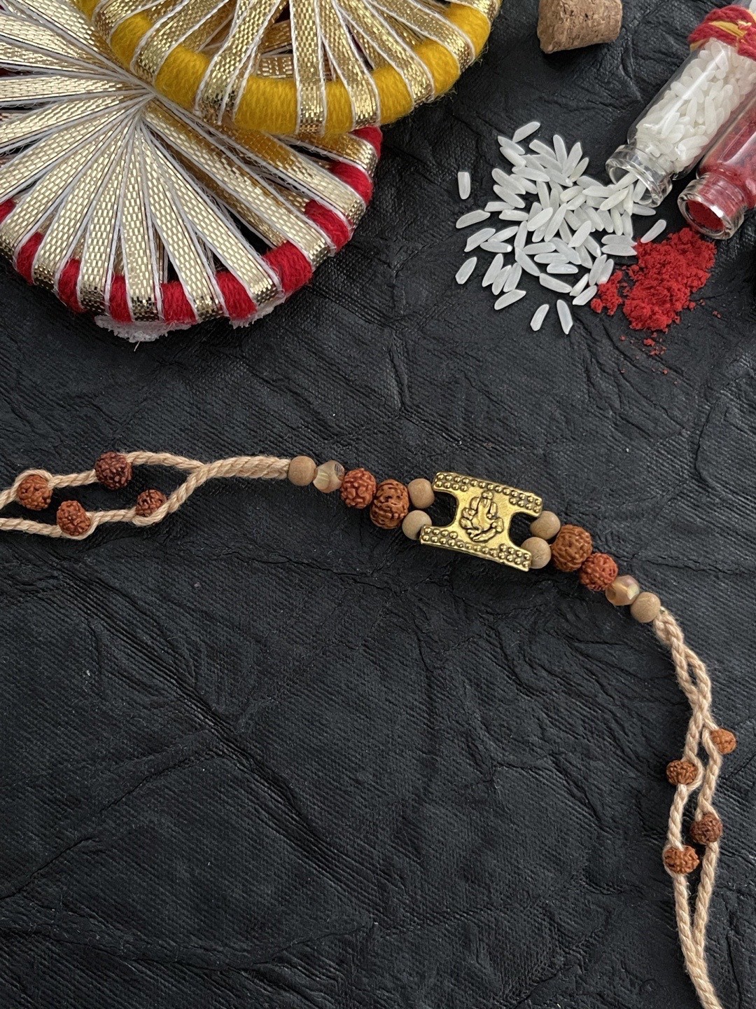 

Digital Dress Room Men Cream-Coloured Lord Ganesha Rakhi