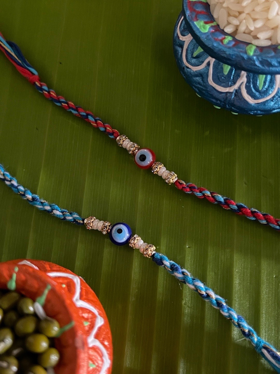 

Digital Dress Room Men Set of 2 Evil Eye Rakhi, Blue