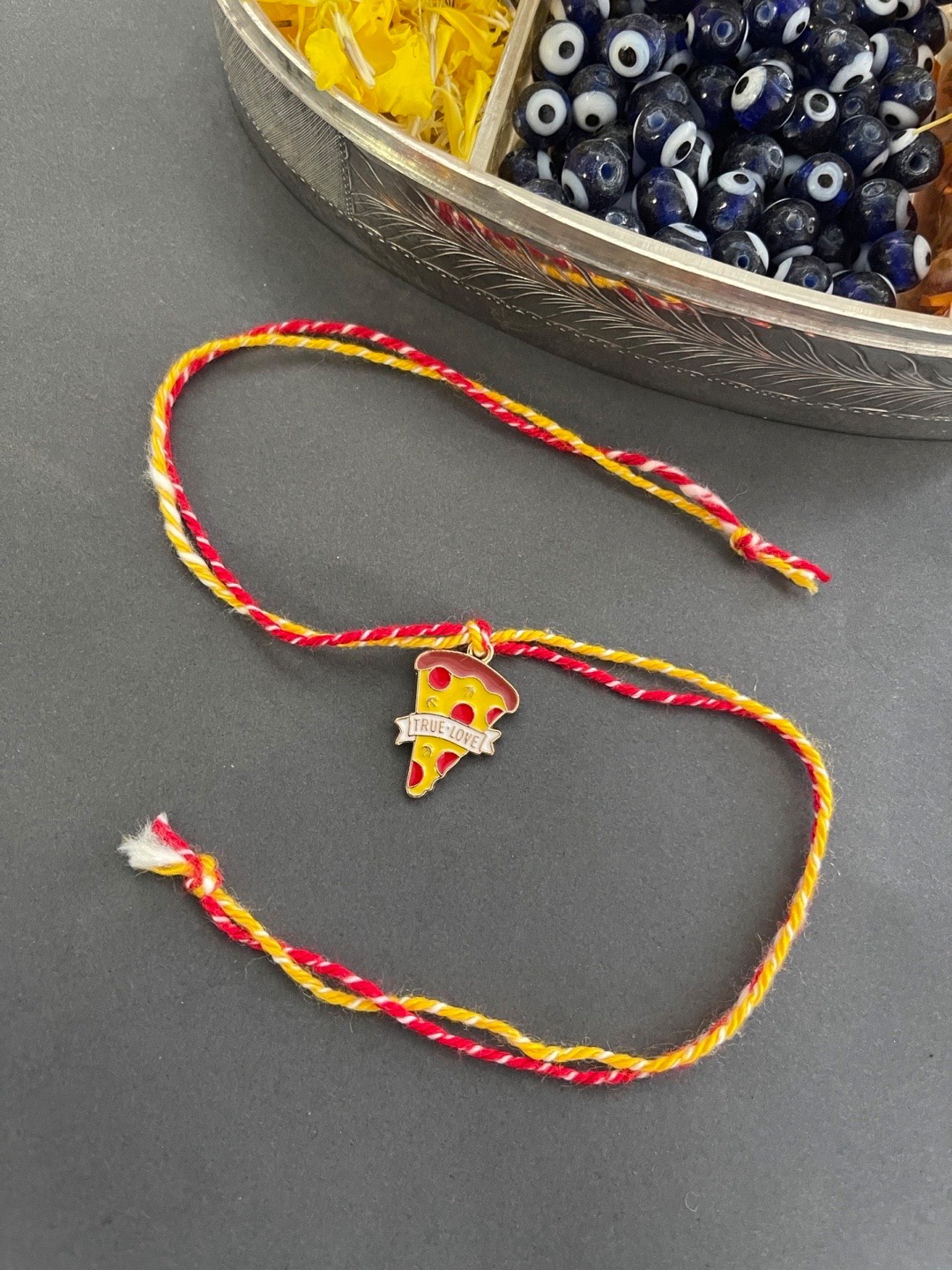 

Digital Dress Room Boys Yellow & Red Pizza Rakhi