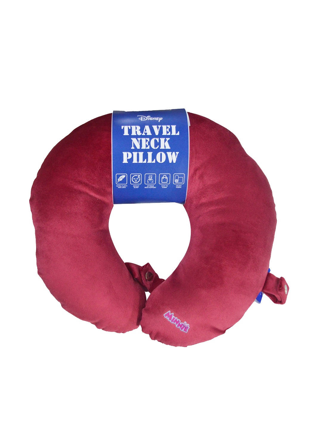 

Disney Maroon Solid Faux Velvet Travel Neck Pillow