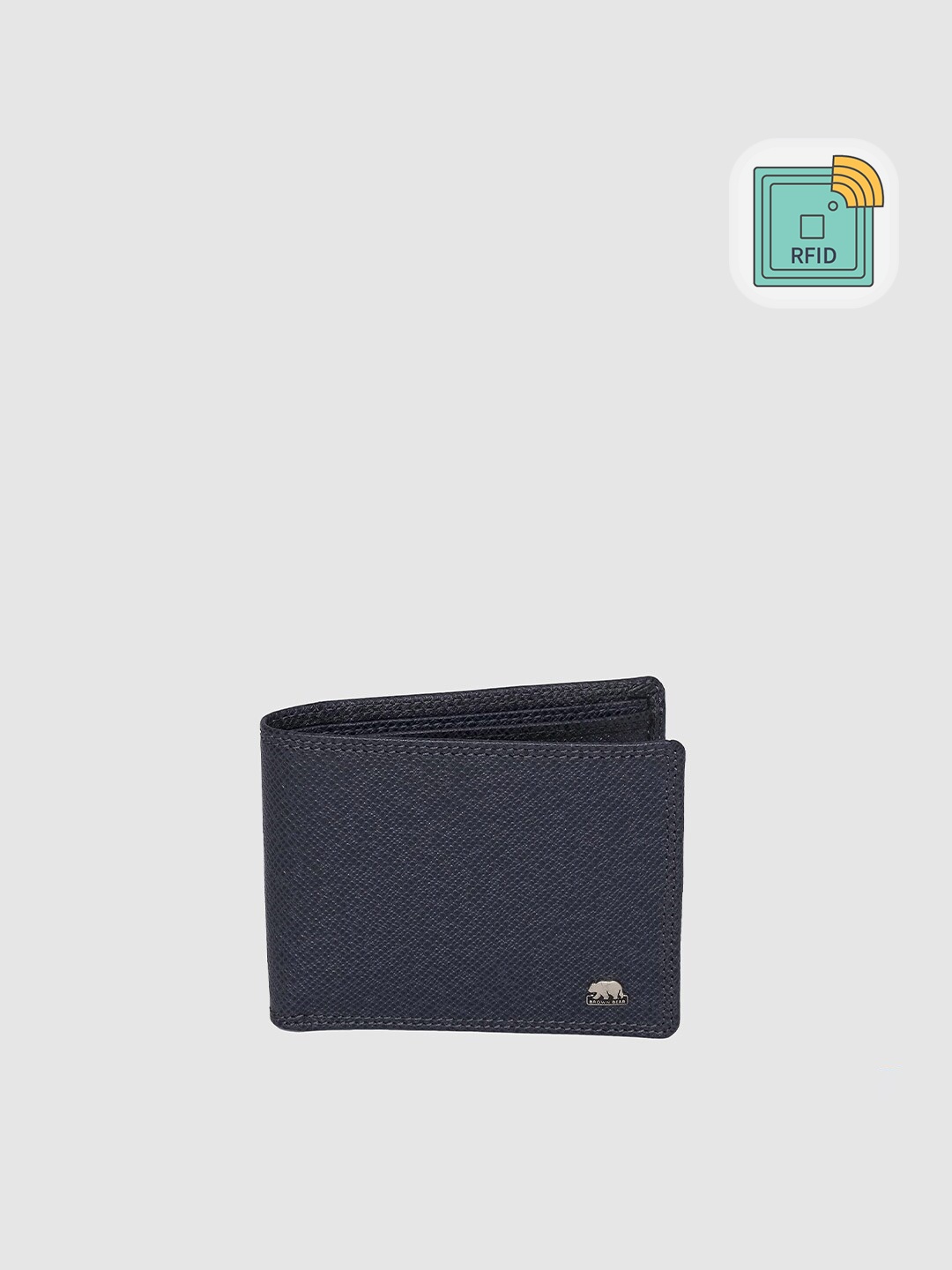 

BROWN BEAR Men Blue Leather Two Fold Wallet