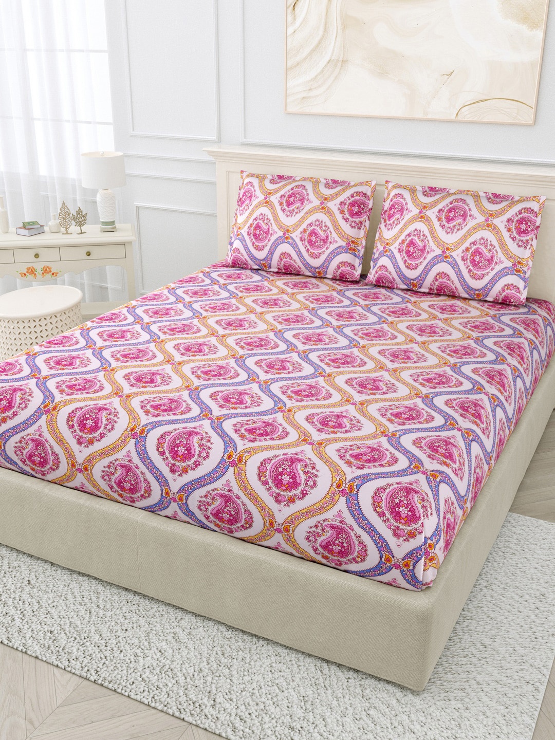 

BOMBAY DYEING Unisex Multi Bedsheets, Pink
