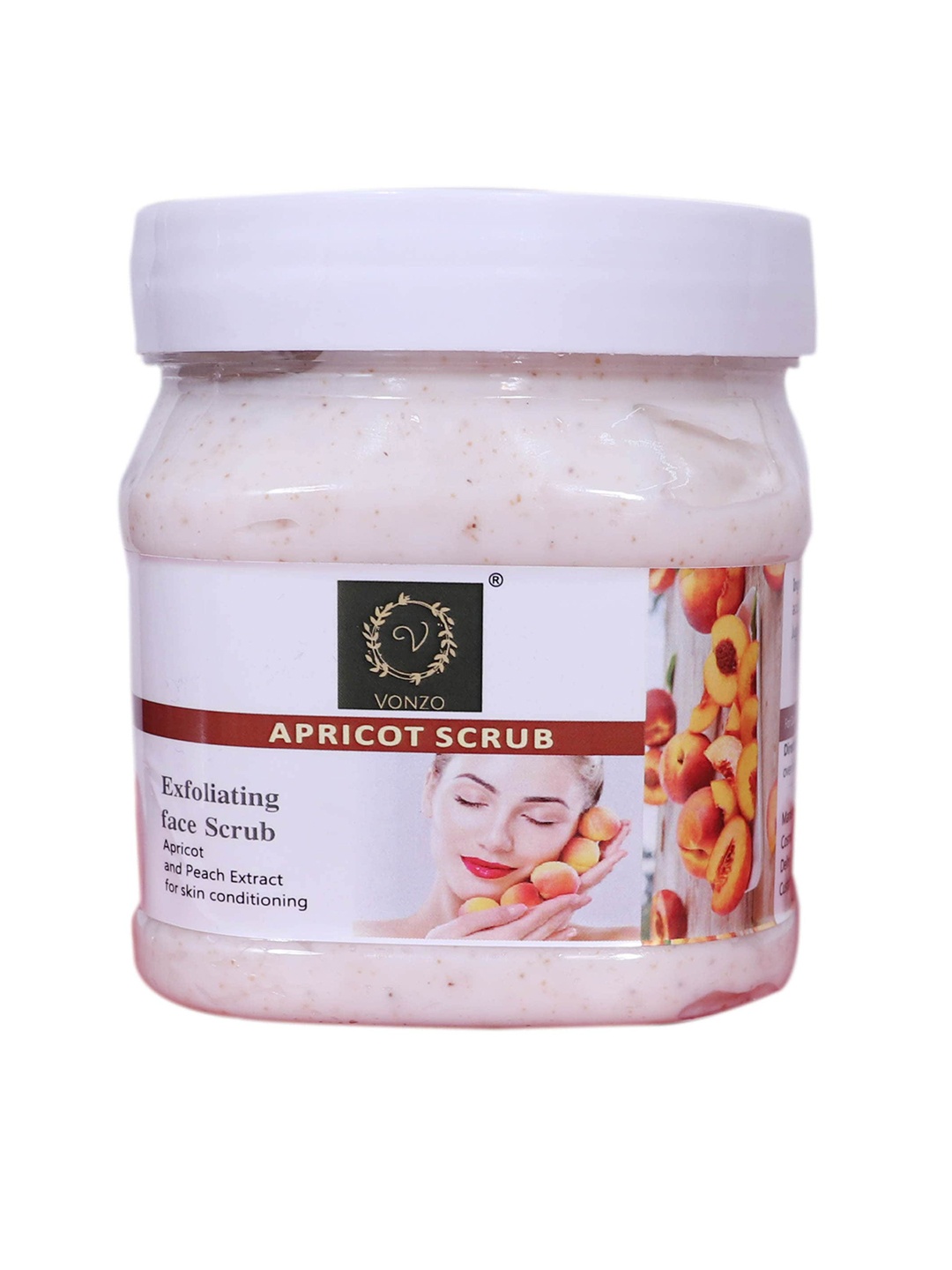 

VONZO Paraben-Free Apricot Face Scrub & Exfoliator with Peach - 500 ml, Beige