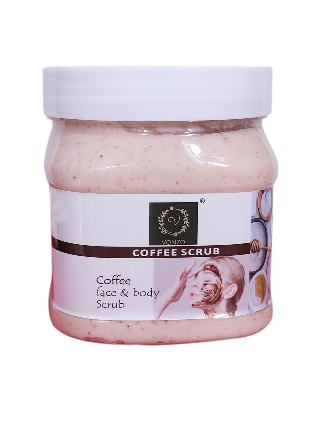 

VONZO Paraben-Free Coffee Face & Body Scrub - 500 ml, Brown