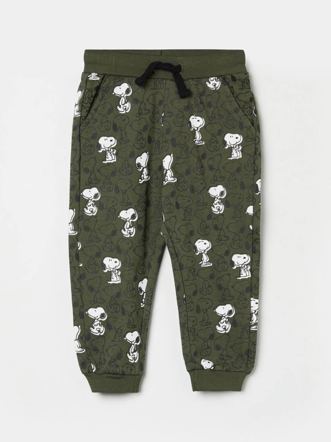 

Juniors by Lifestyle Boys Olive Green Printed Cotton Joggers