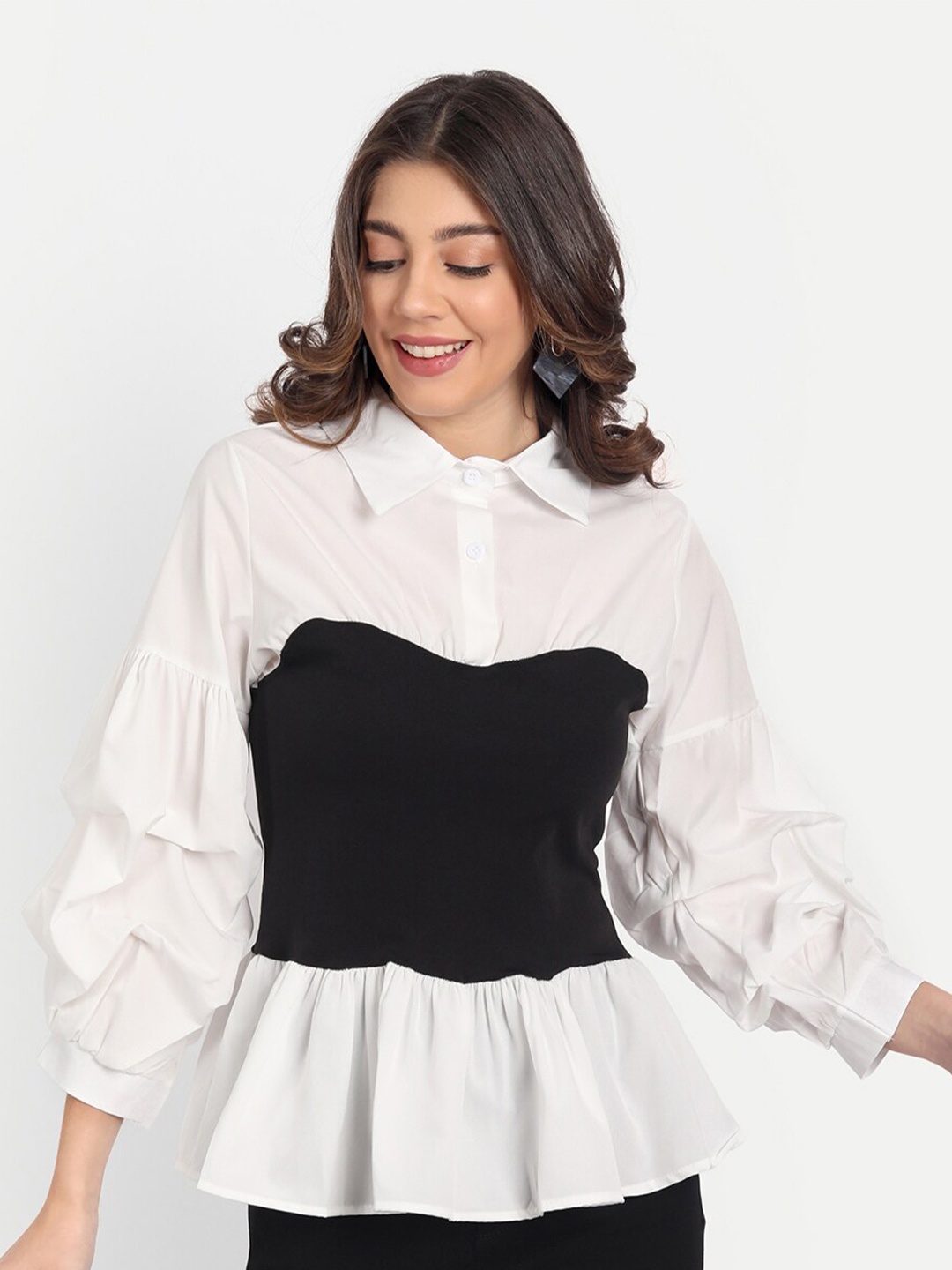 

iki chic White & Black Monochrome Top 60% Cotton