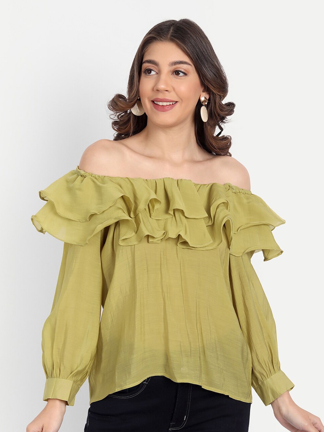 

iki chic Green Ruffles Top