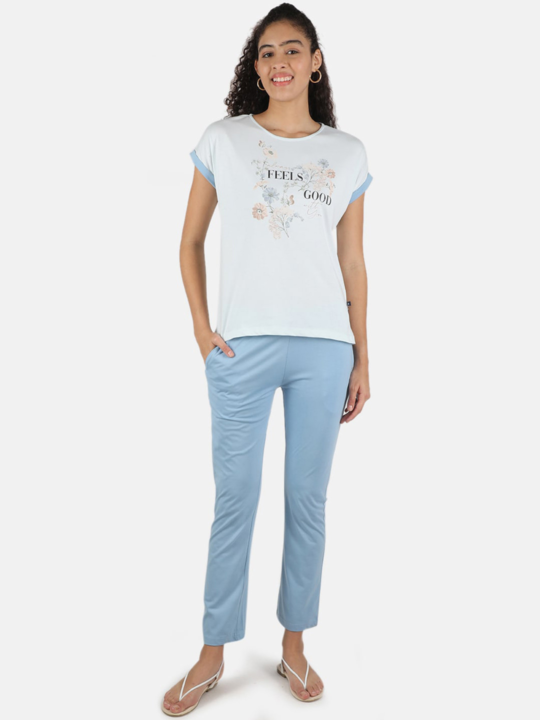 

Monte Carlo Women Blue & White Printed Night suit