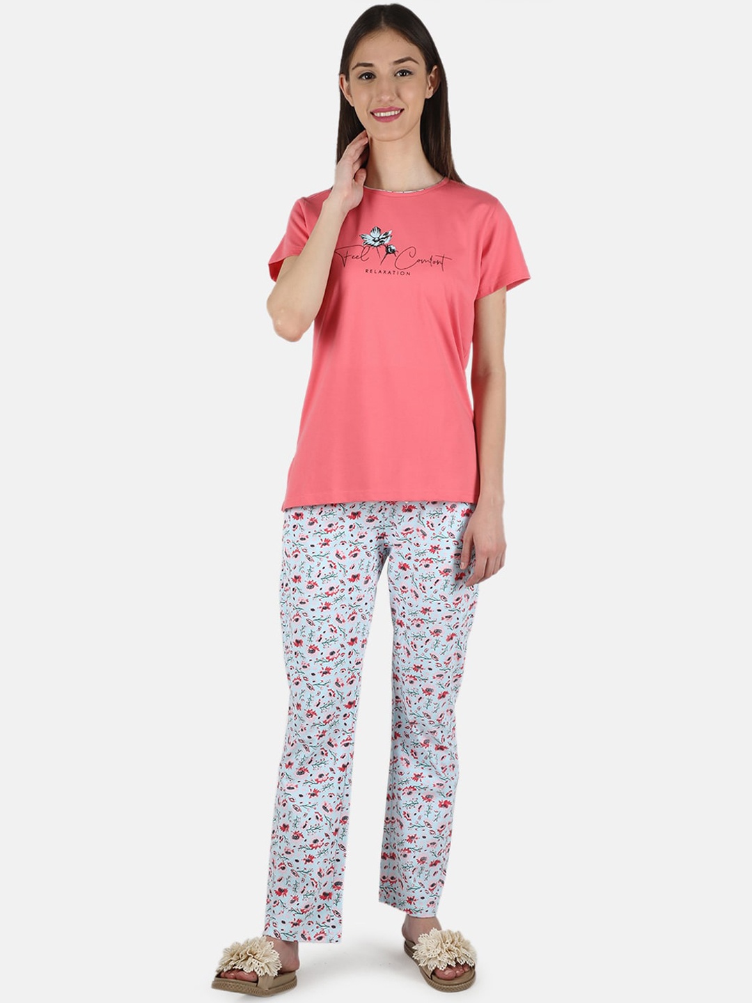 

Monte Carlo Women Coral & Grey Printed Night suit