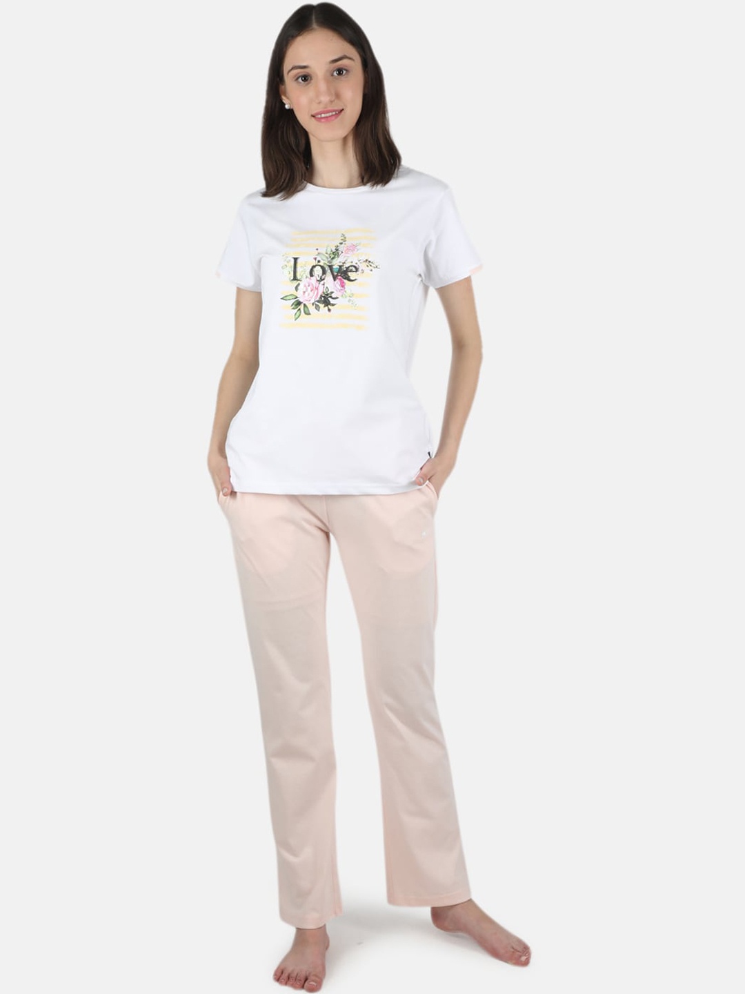 

Monte Carlo Women White & Yellow Printed Night suit