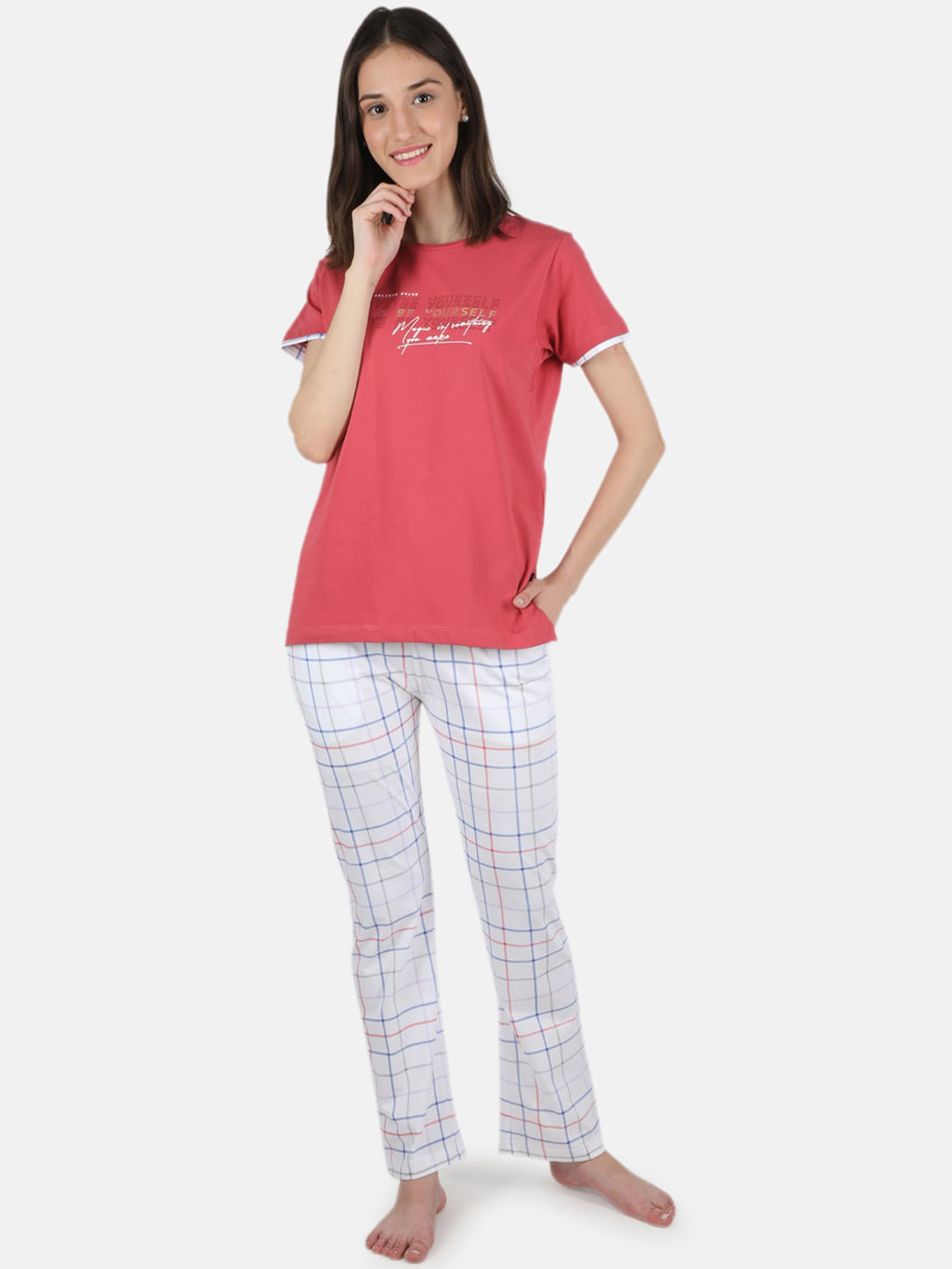 

Monte Carlo Women Coral & White Printed Night suit