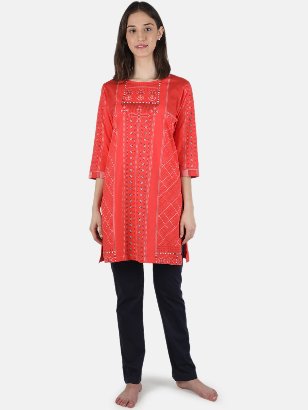 

Monte Carlo Women Coral & Blue Printed Night suit