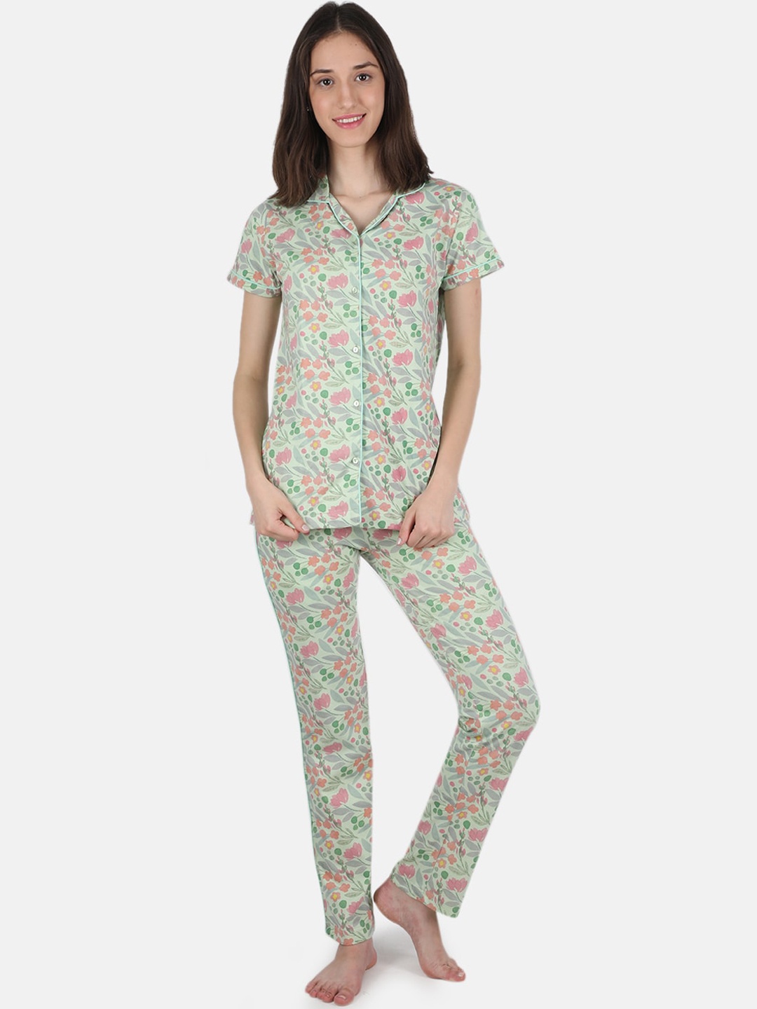 

Monte Carlo Women Sea Green & Orange Printed Night suit