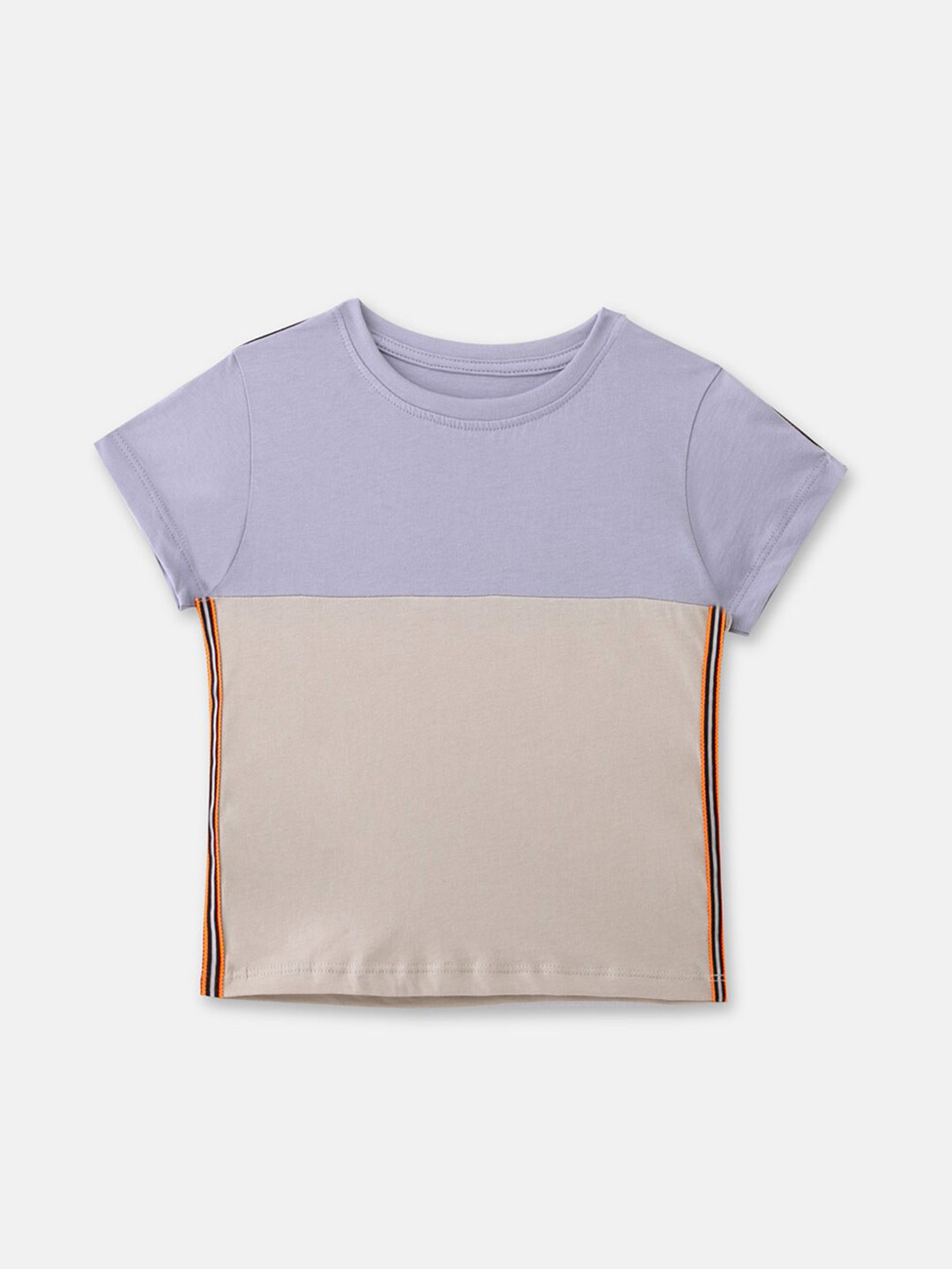

You Got Plan B Girls Grey & gray morn Colourblocked Raw Edge T-shirt
