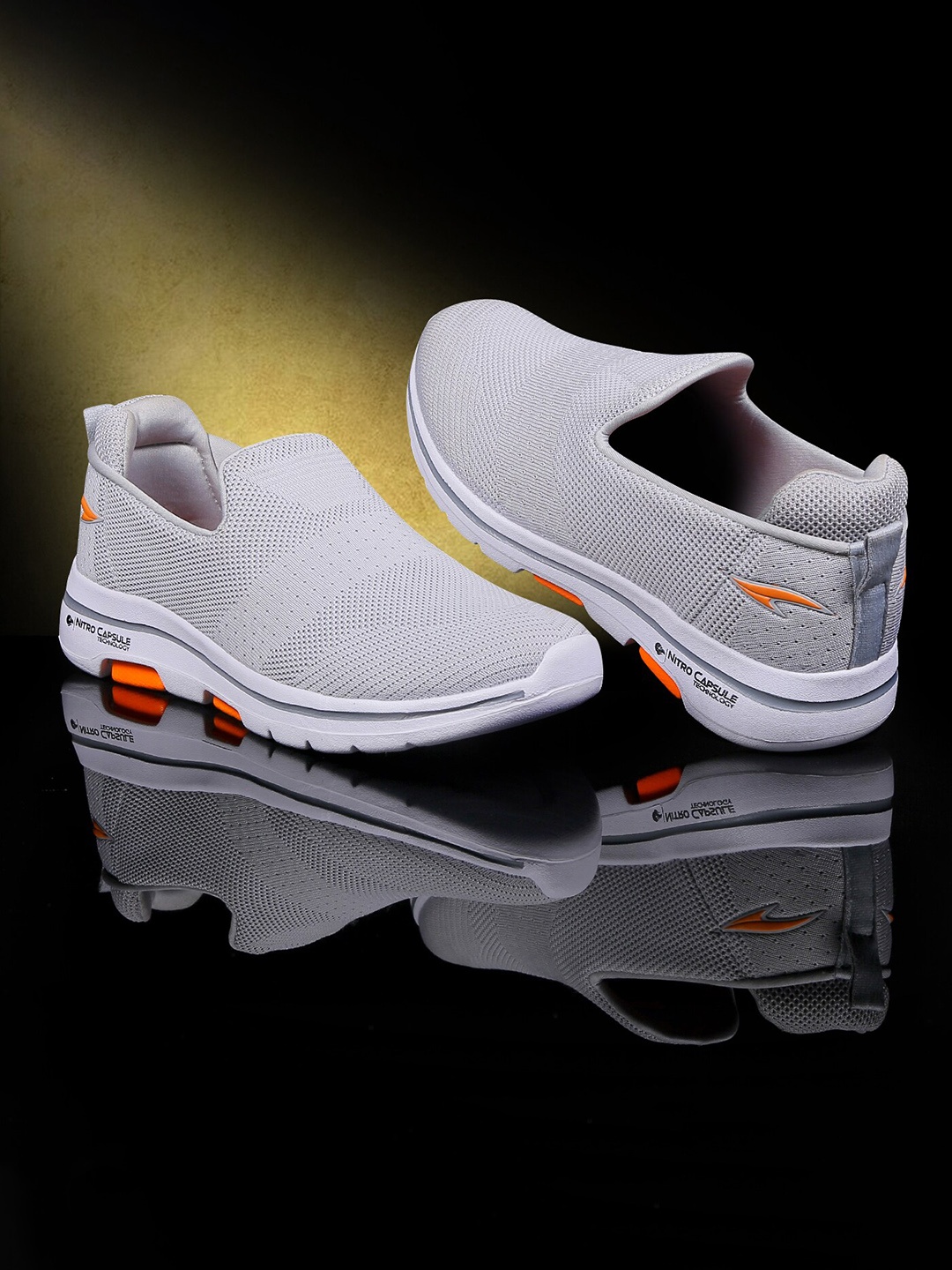 

ASIAN Men Grey Woven Design Slip-On Sneakers