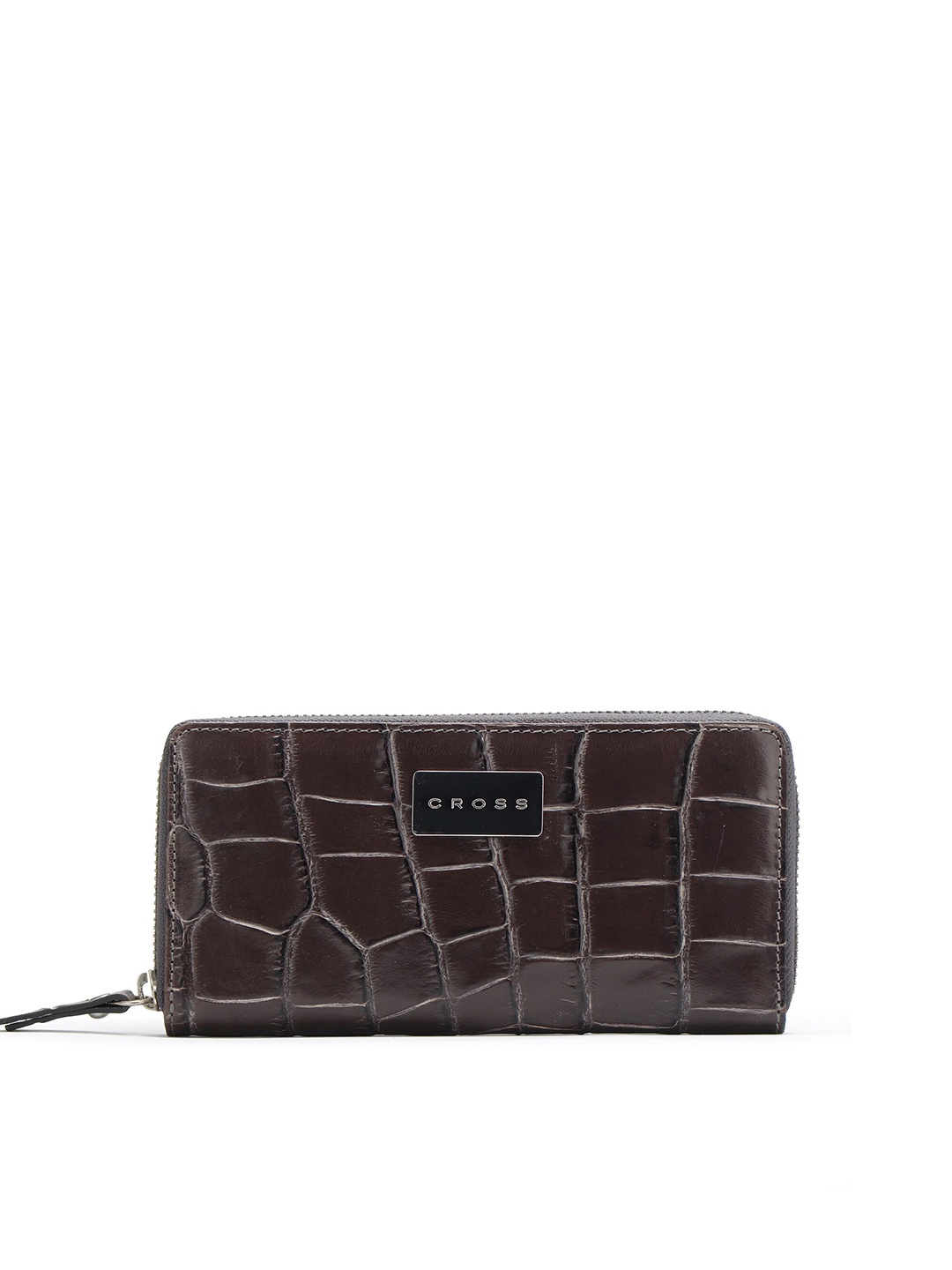 

Cross Women Grey & Brown Geometric Textured Leather Two Fold Wallet