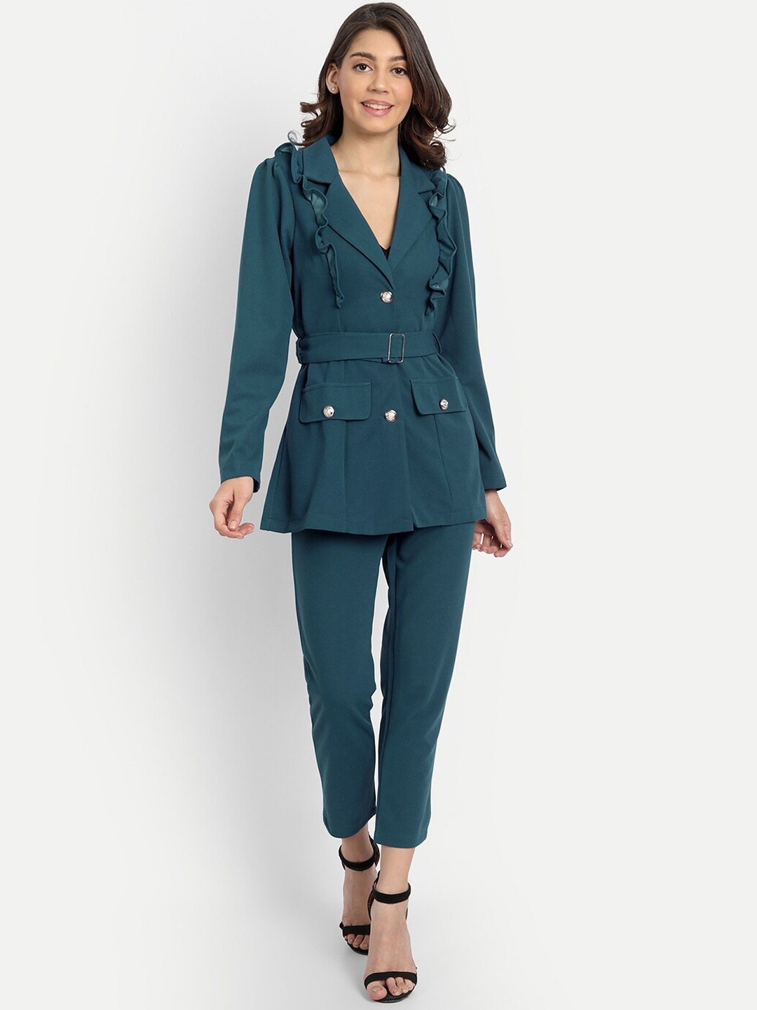 

iki chic Women Blue Coat with Trousers