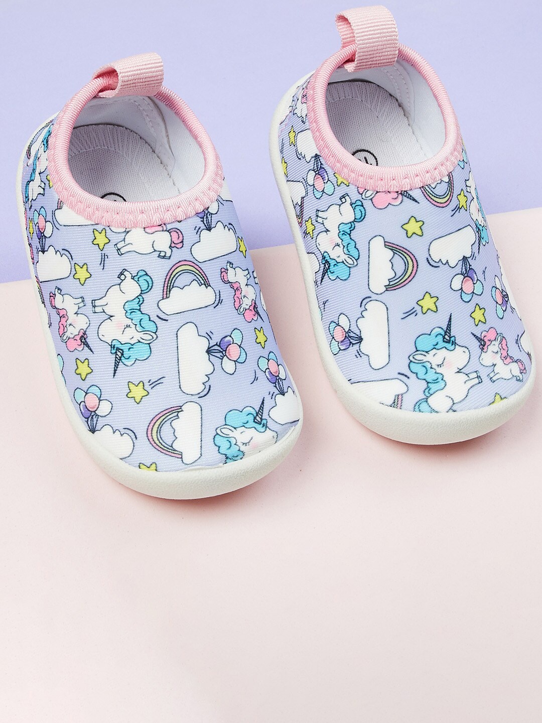 

max Girls Lavender Printed Slip-On Sneakers