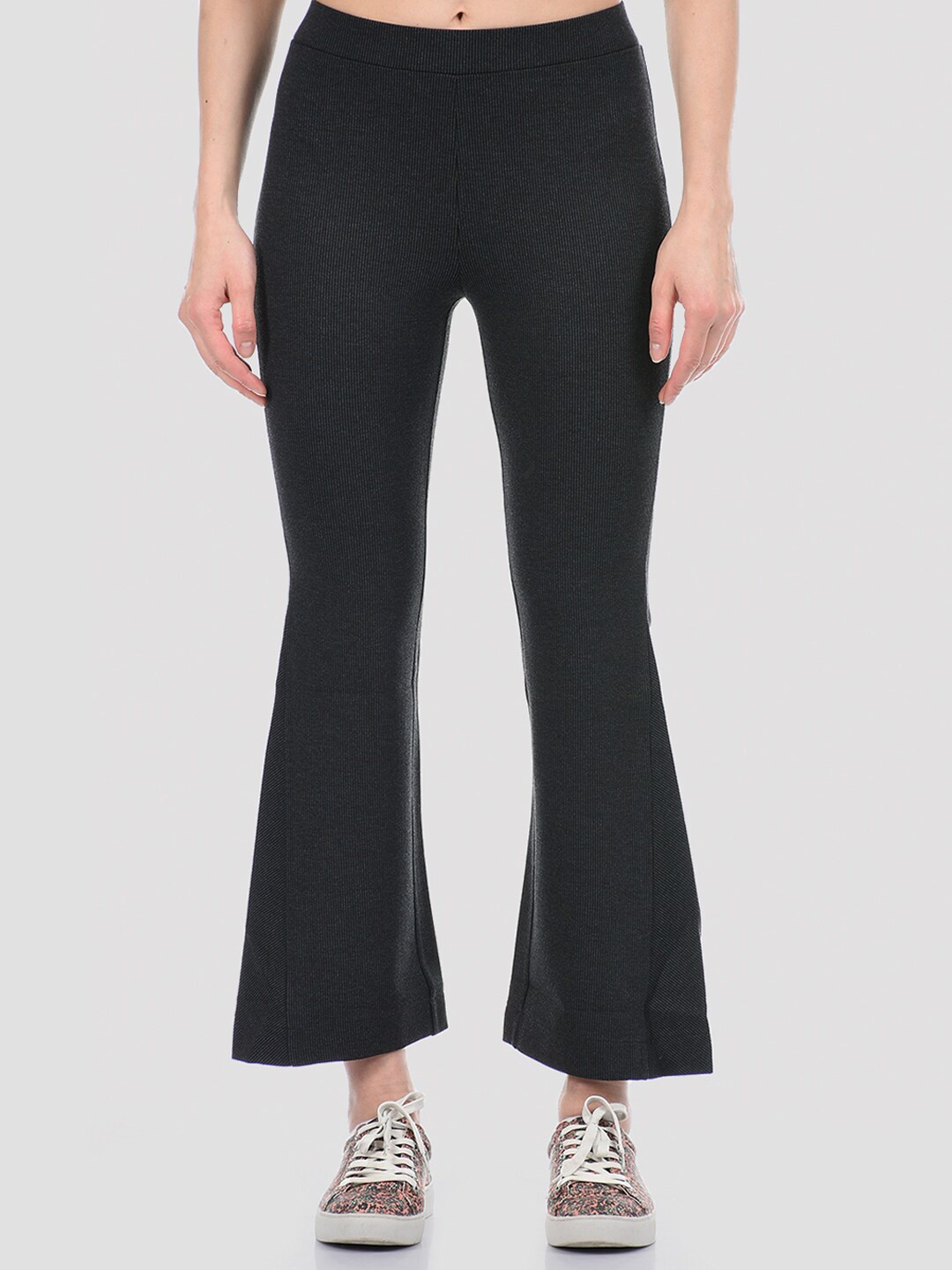 

Madame Women Black & White Striped Relaxed-Fit Treggings