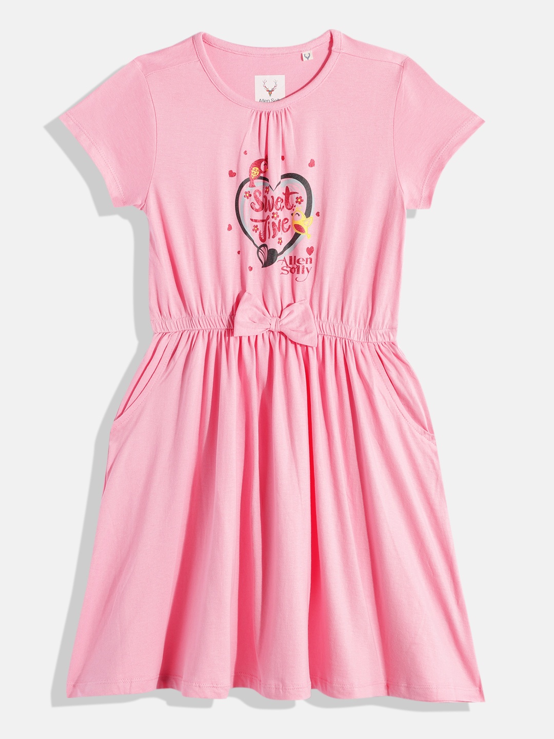 

Allen Solly Junior Printed Pure Cotton Fit & Flare Dress, Pink