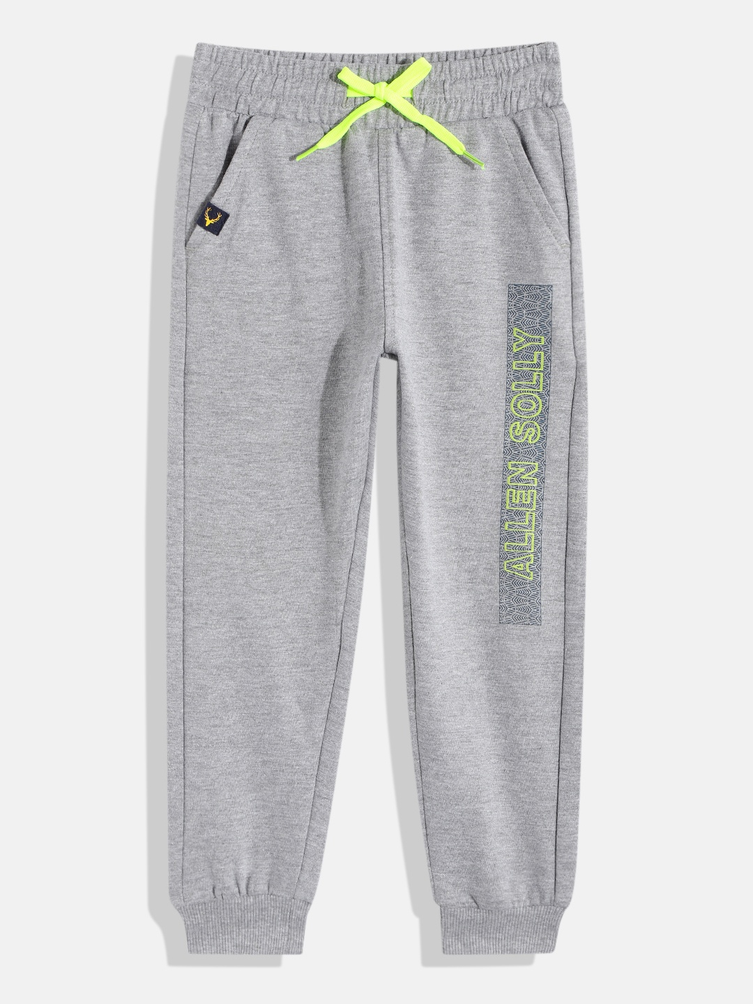 

Allen Solly Junior Boys Grey Melange Printed Pure Cotton Joggers