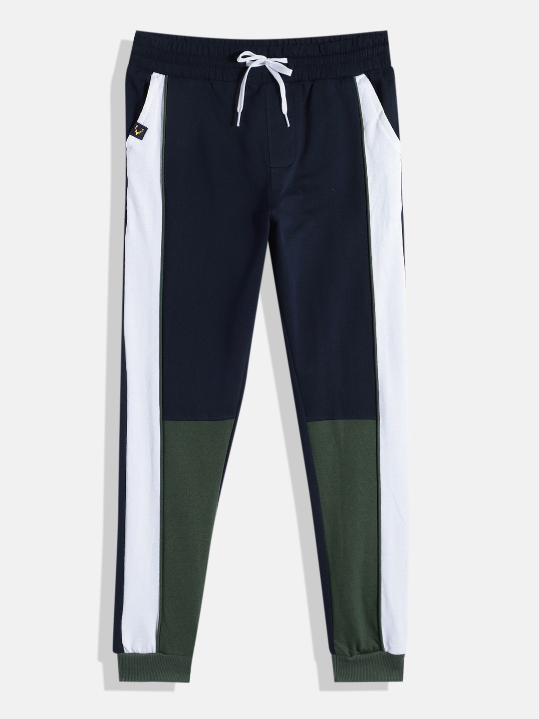 

Allen Solly Junior Boys Regular Fit Colourblocked Pure Cotton Joggers, Navy blue