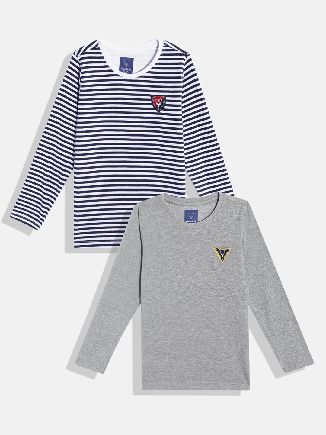 

Allen Solly Junior Boys Pack of 2 Striped Pure Cotton T-shirt, Navy blue