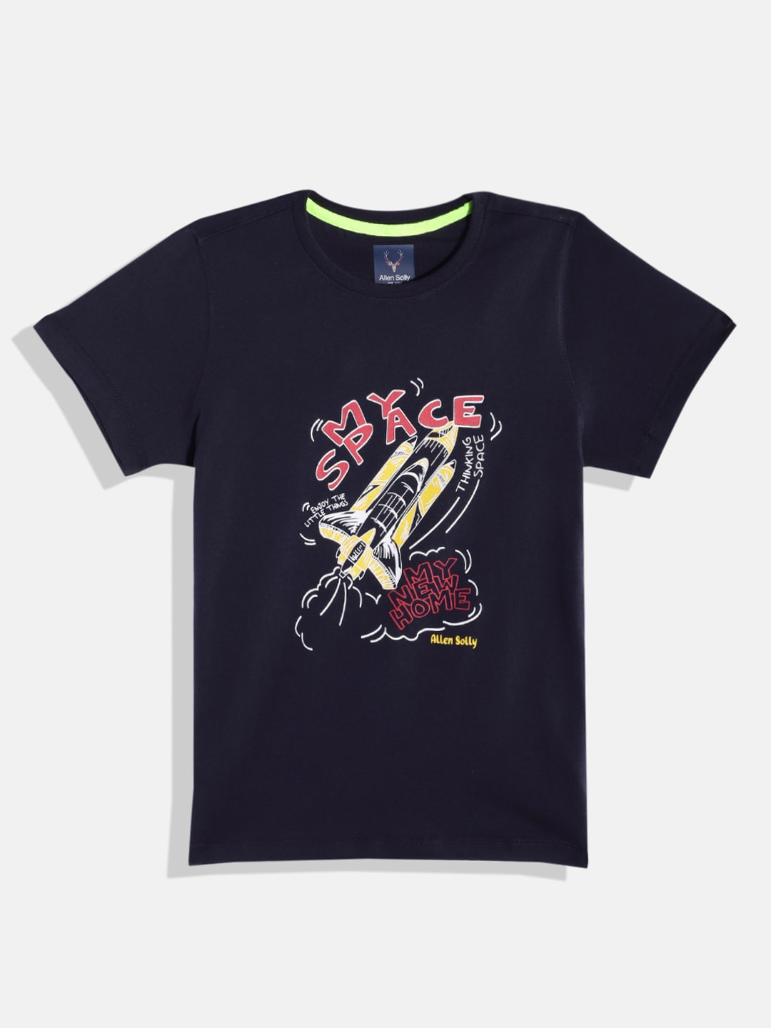 

Allen Solly Junior Boys Pure Cotton Graphic Printed T-shirt, Navy blue