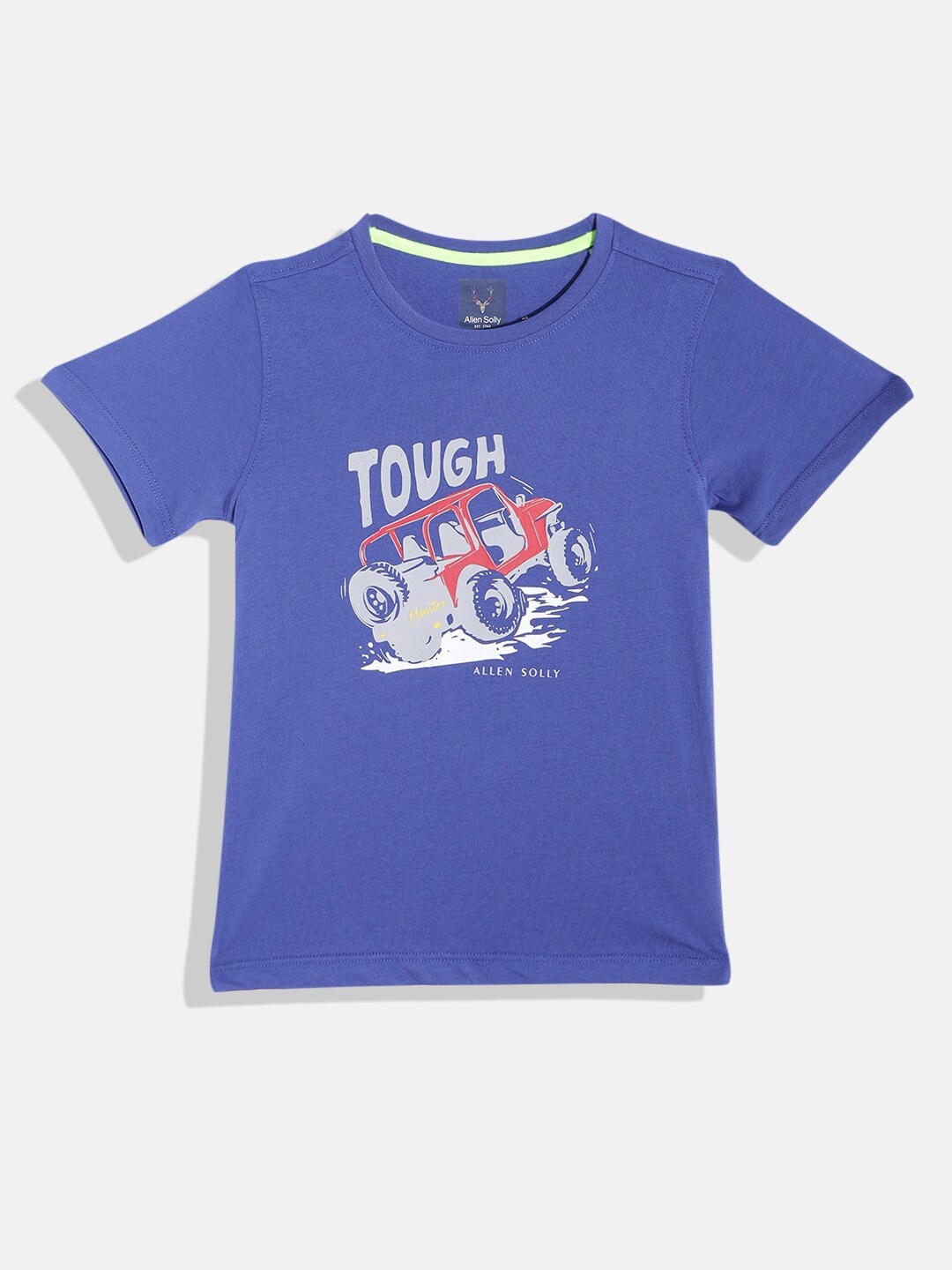 

Allen Solly Junior Boys Blue & Grey Printed Pure Cotton T-shirt