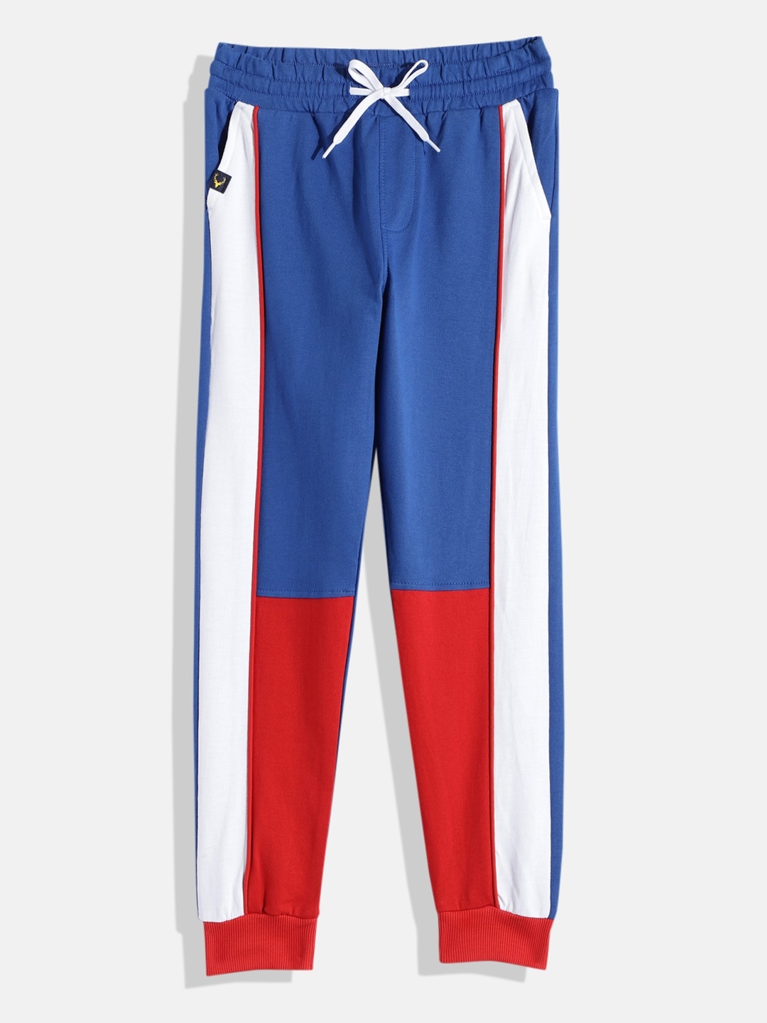 

Allen Solly Junior Boys Colourblocked Mid-Rise Pure Cotton Joggers With Side Taping Detail, Blue