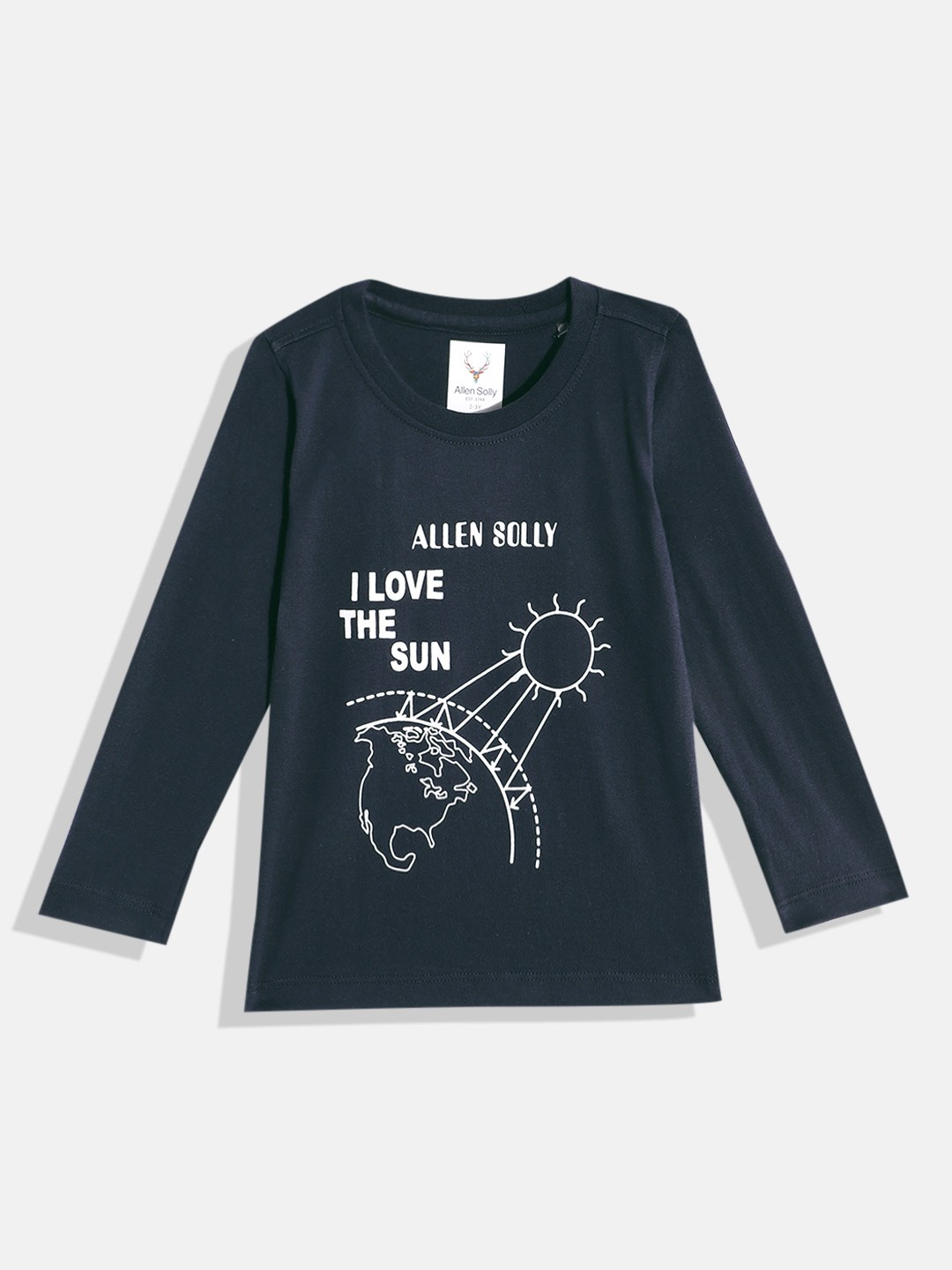 

Allen Solly Junior Boys Pure Cotton Typography Printed T-shirt, Navy blue