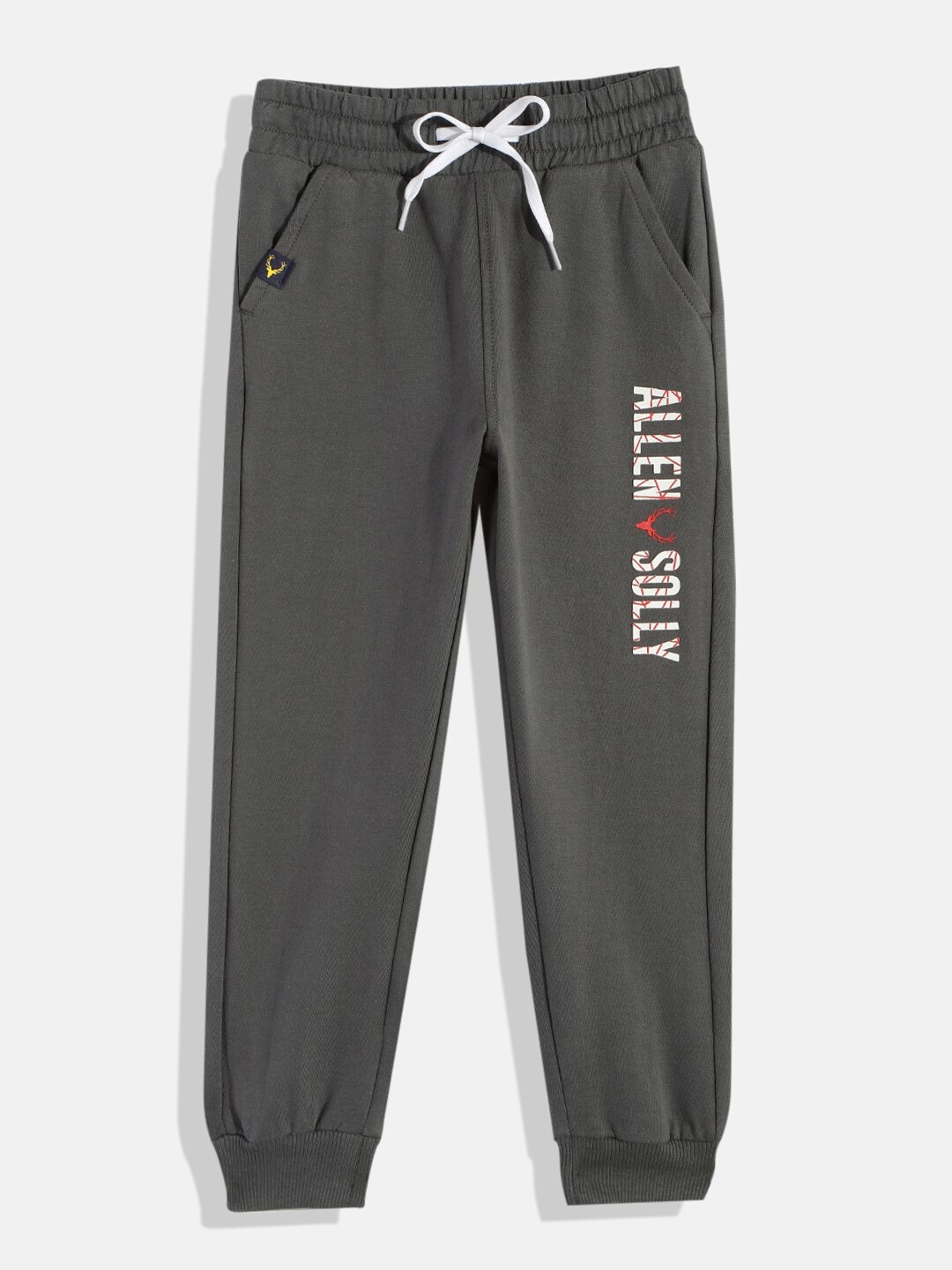 

Allen Solly Junior Boys Grey Brand Logo Printed Pure Cotton Joggers