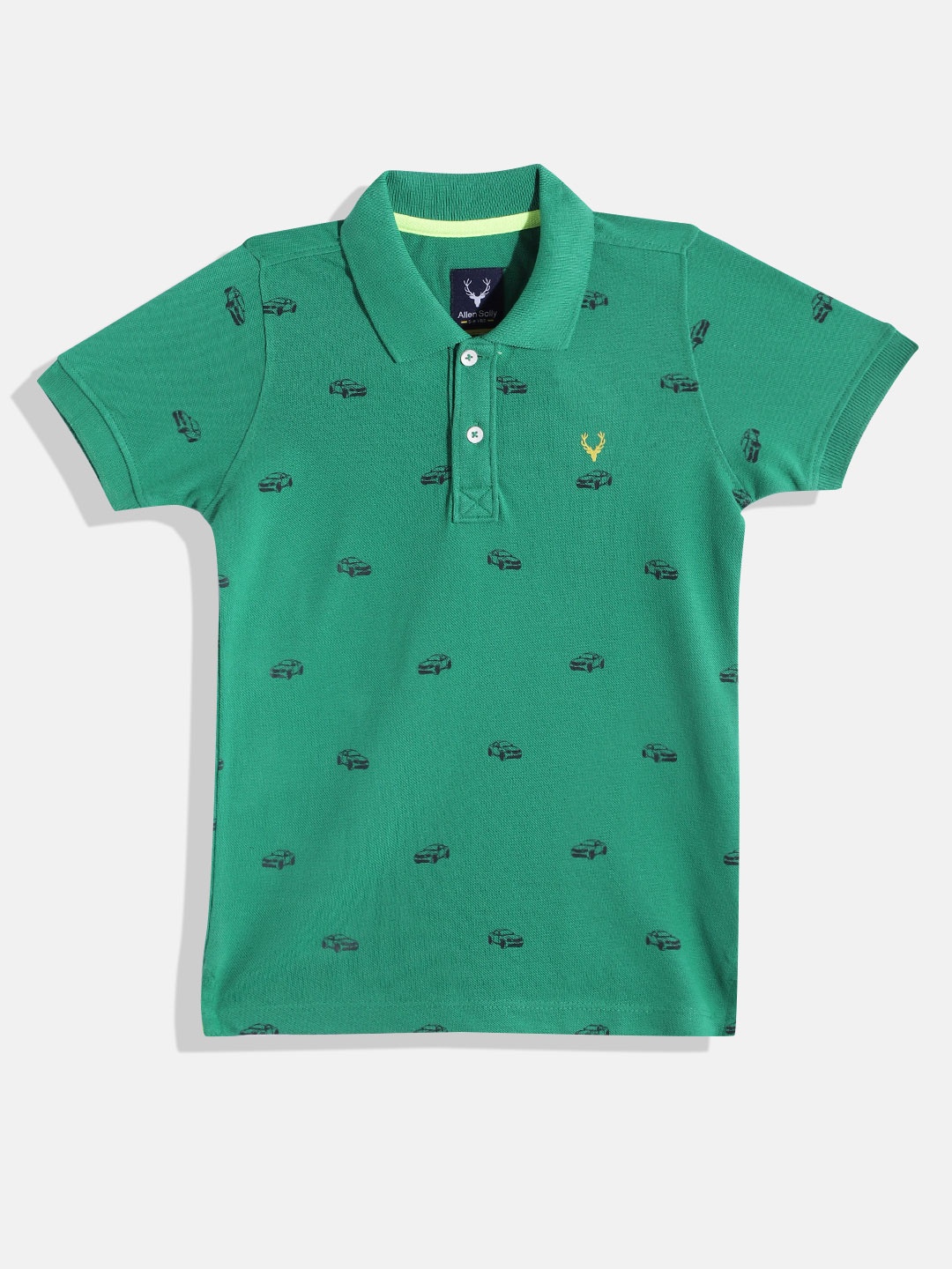

Allen Solly Junior Boys Cars Printed Polo Collar T-shirt, Green