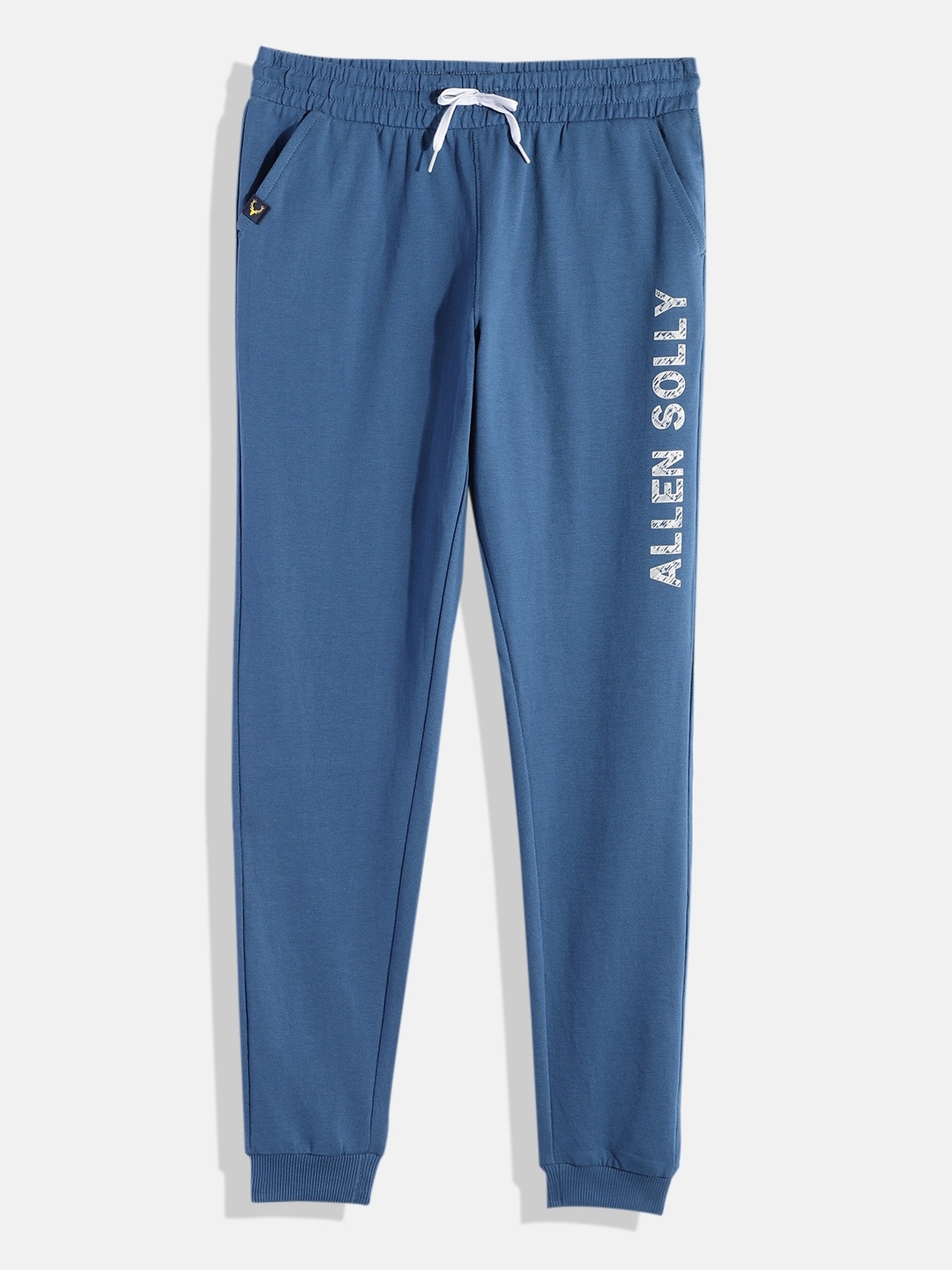 

Allen Solly Junior Boys Brand Logo Printed Pure Cotton Joggers, Blue