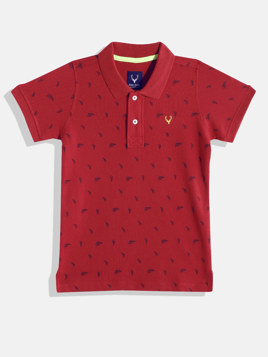 

Allen Solly Junior Boys Leaf Printed Polo Collar T-shirt, Red
