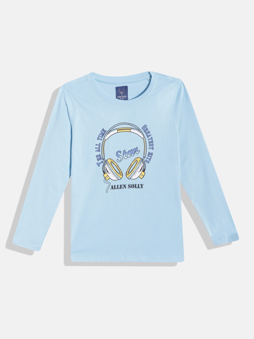 

Allen Solly Junior Boys Blue & White Printed Pure Cotton T-shirt