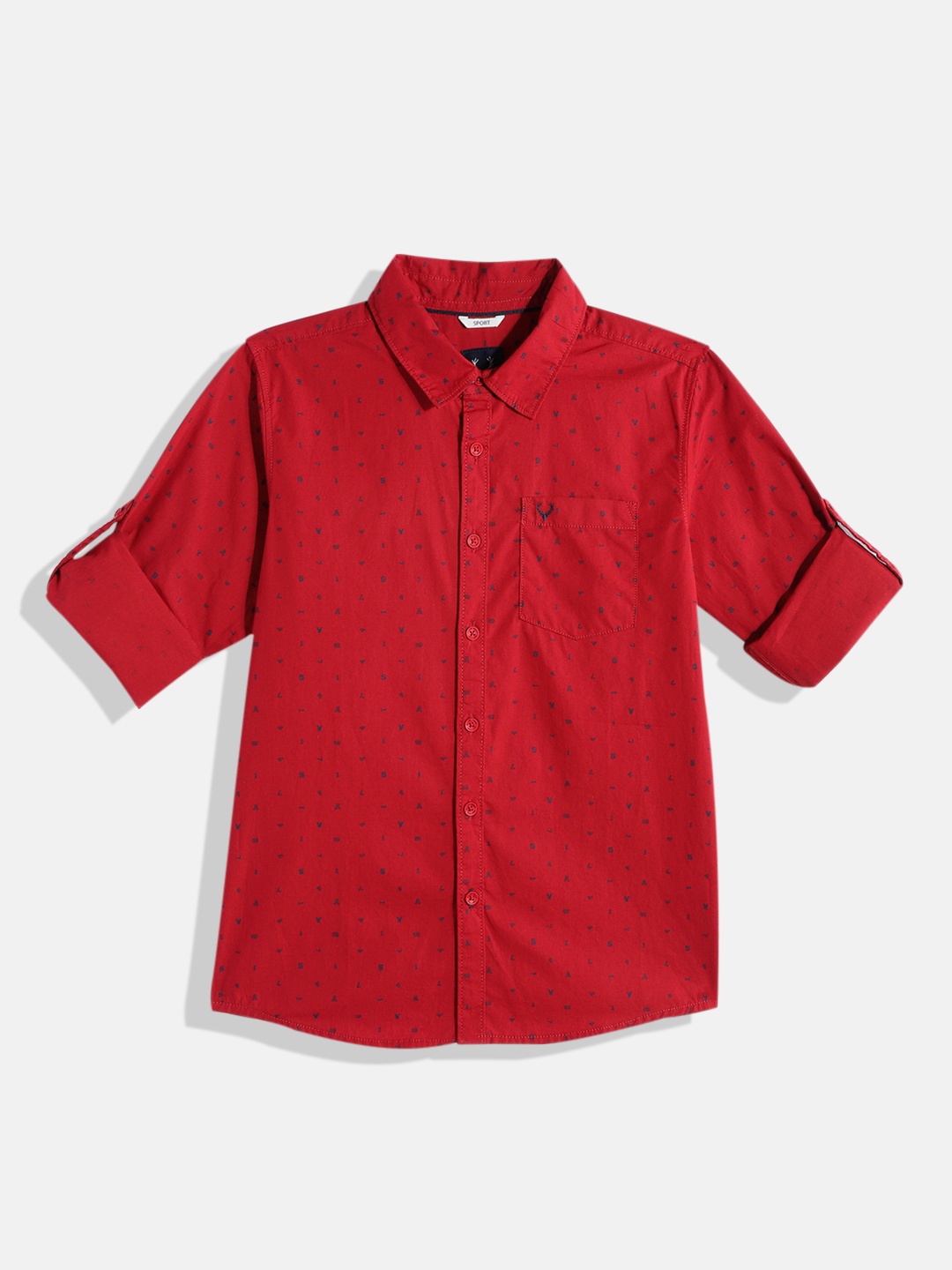

Allen Solly Junior Boys Classic Micro Ditsy Printed Pure Cotton Casual Shirt, Red