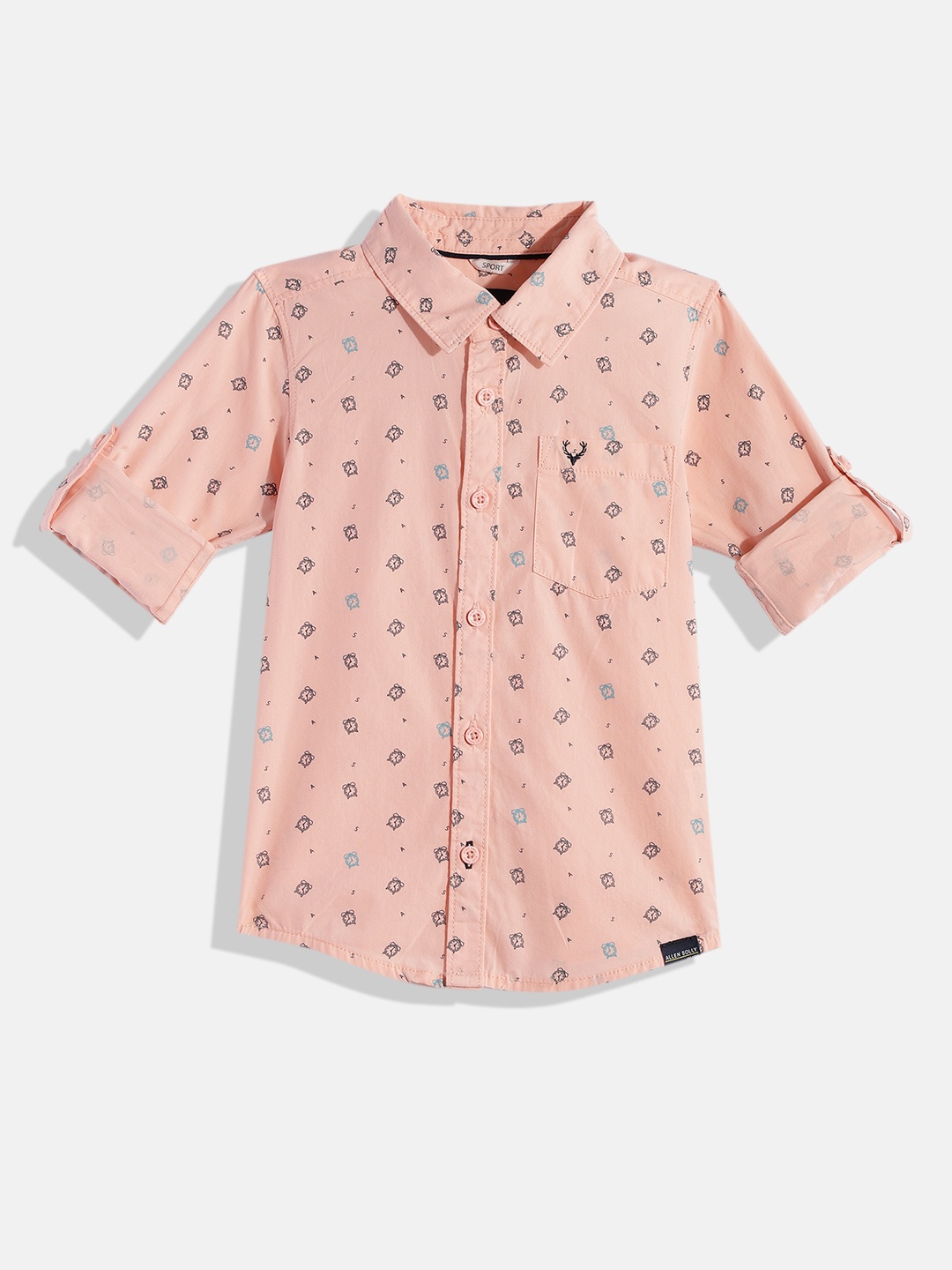 

Allen Solly Junior Boys Pink Classic Typography Printed Pure Cotton Casual Shirt