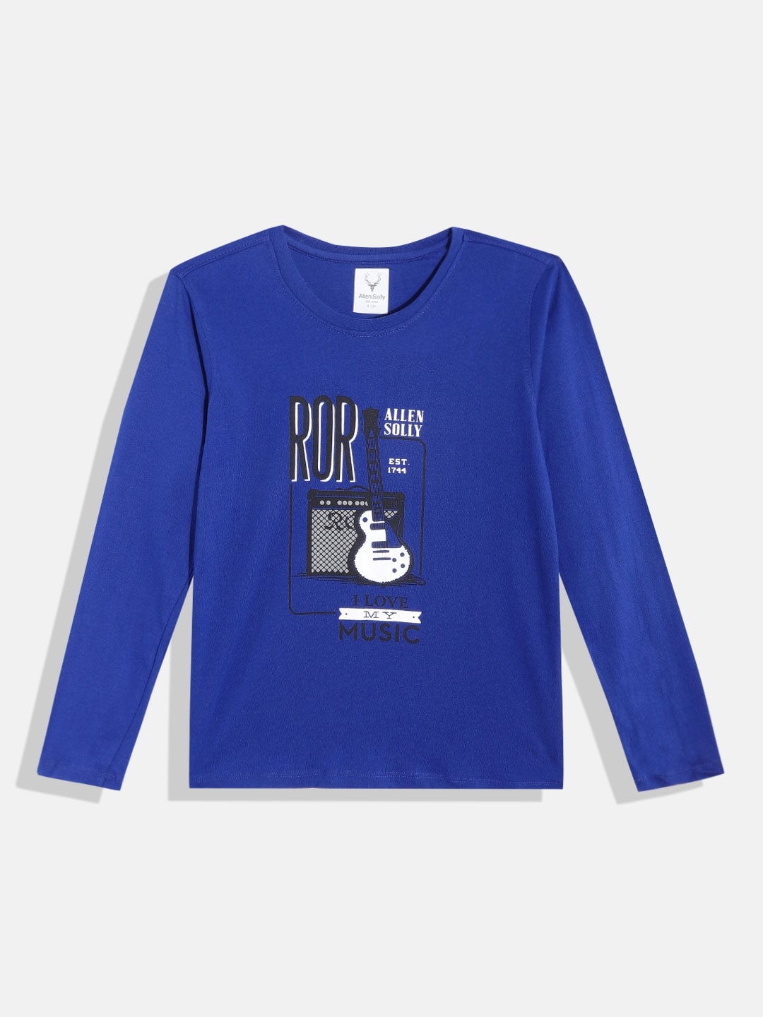 

Allen Solly Junior Boys Blue Pure Cotton Typography Printed T-shirt