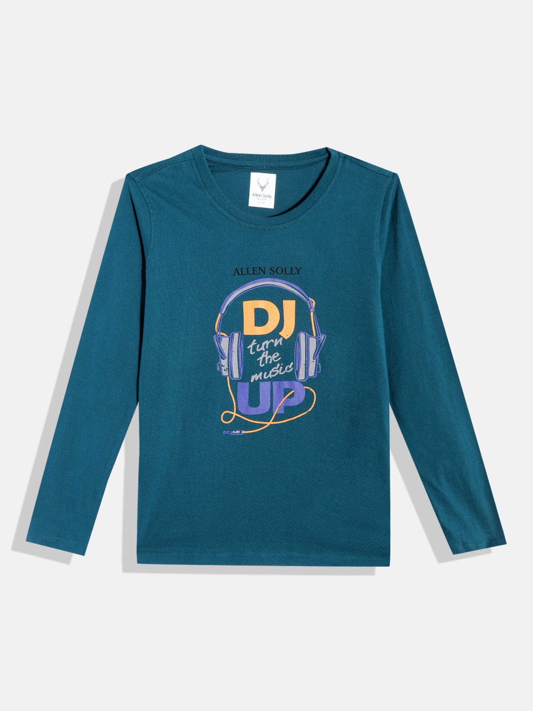 

Allen Solly Junior Boys Teal Blue Pure Cotton Typography Printed T-shirt