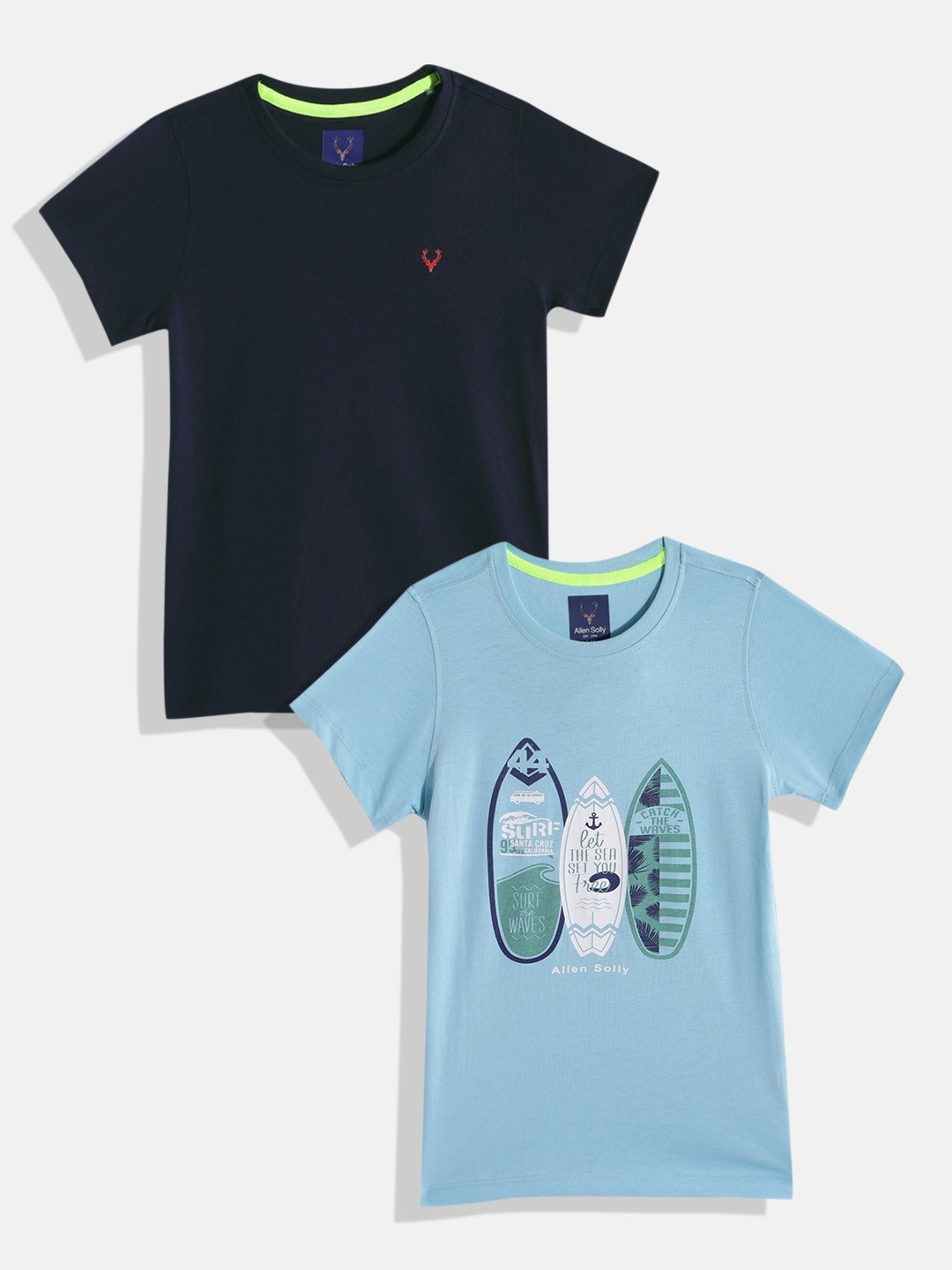 

Allen Solly Junior Boys Pack of 2 Pure Cotton T-shirts, Blue