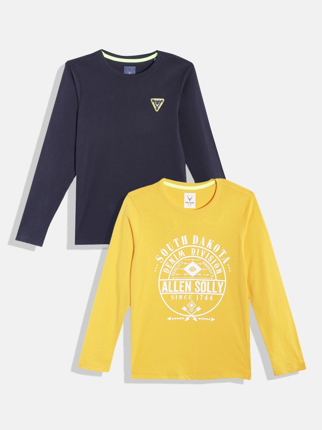 

Allen Solly Junior Boys Pack of 2 Pure Cotton Round Neck T-Shirt, Navy blue