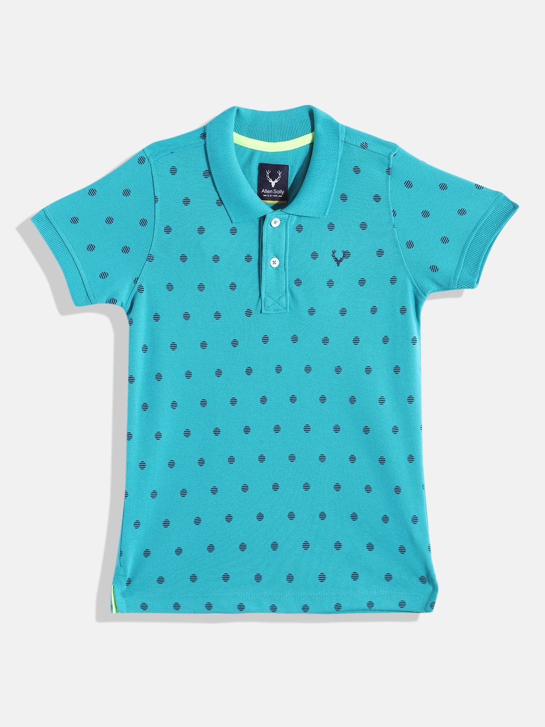 

Allen Solly Junior Boys Geometric Printed Polo Collar T-shirt, Turquoise blue