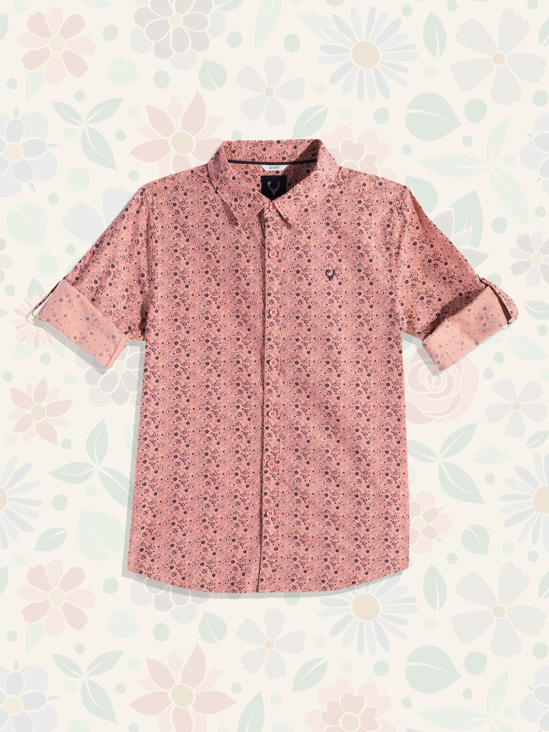 

Allen Solly Junior Boys Peach-Coloured Sport Paisley Print Pure Cotton Casual Shirt