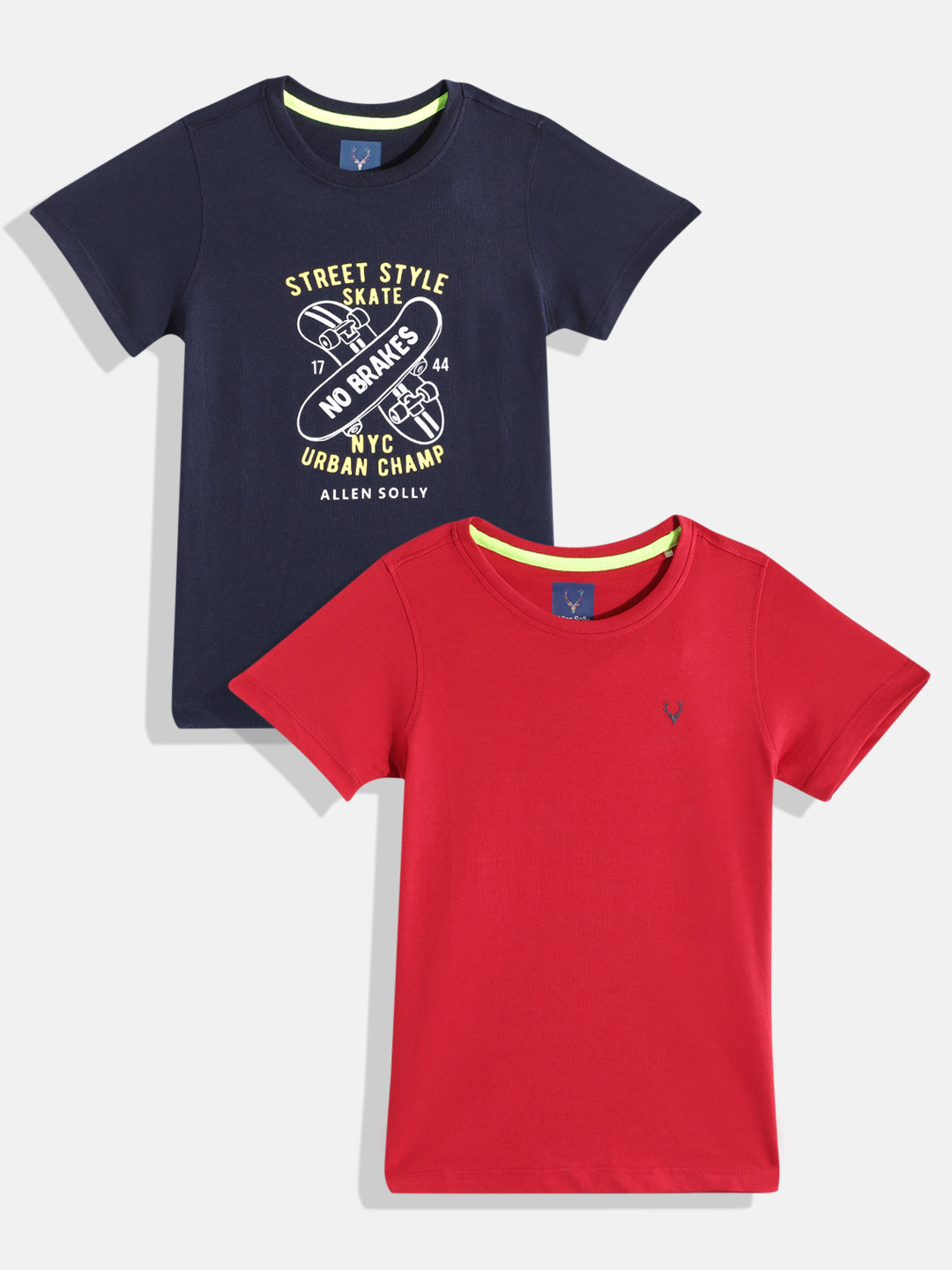 

Allen Solly Junior Boys Pack of 2 Pure Cotton T-shirts, Navy blue