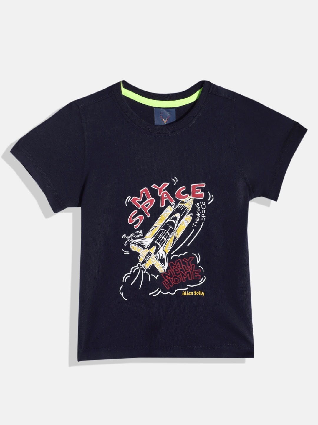 

Allen Solly Junior Boys Pure Cotton Graphic Printed T-shirt, Navy blue